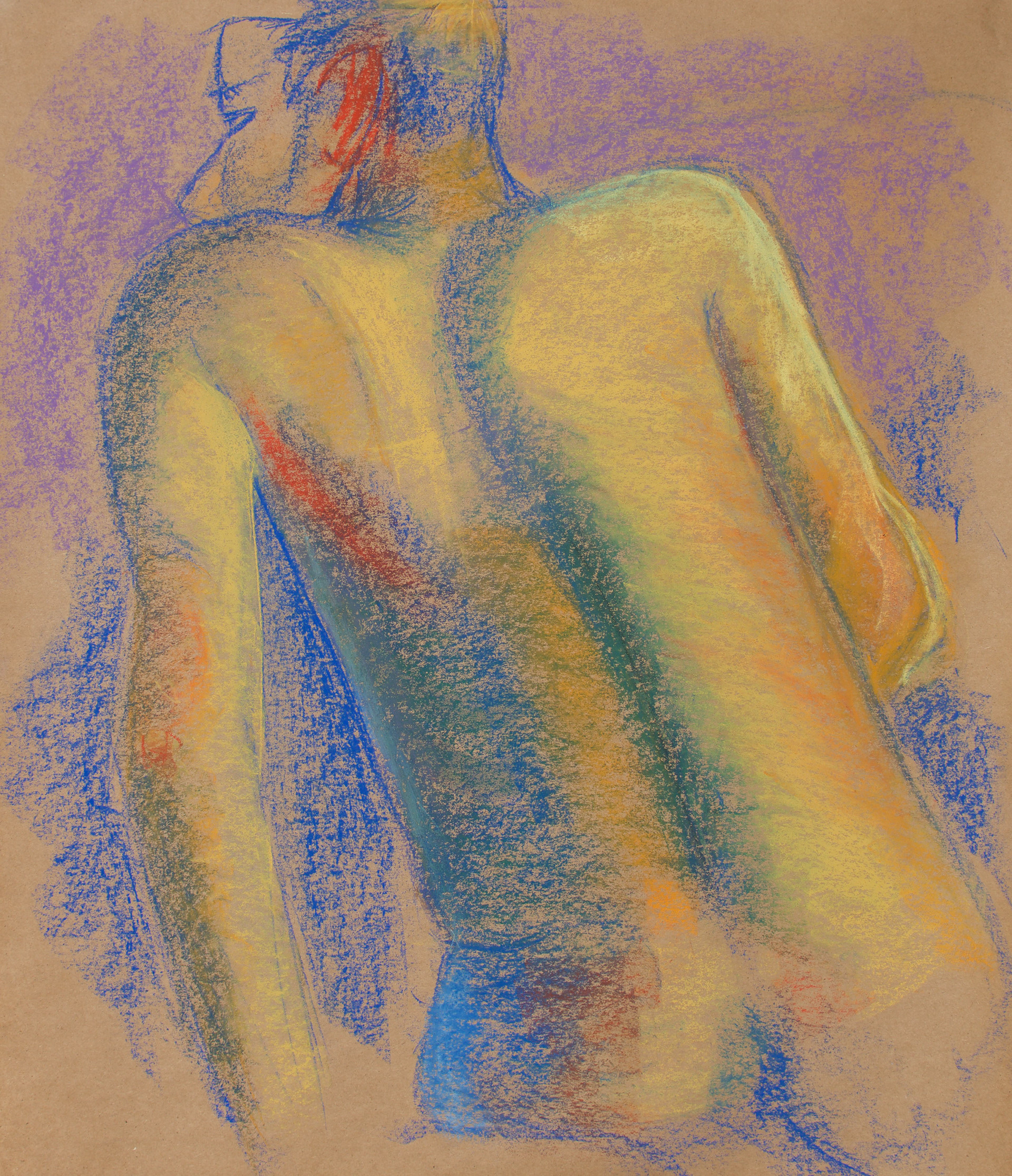 Chalk pastel live figure drawing.