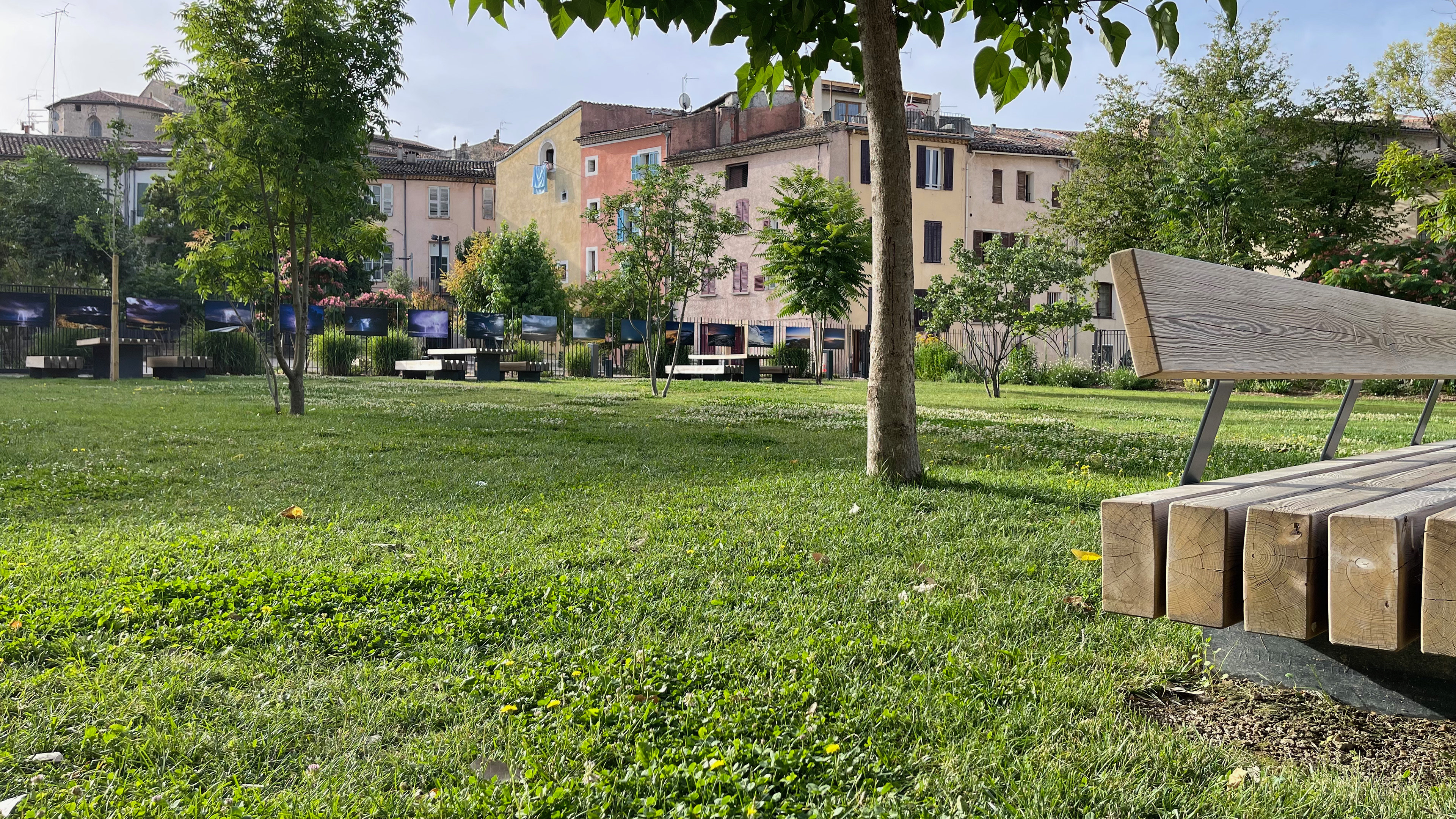 La grande pelouse - bancs et tables de pique-nique
