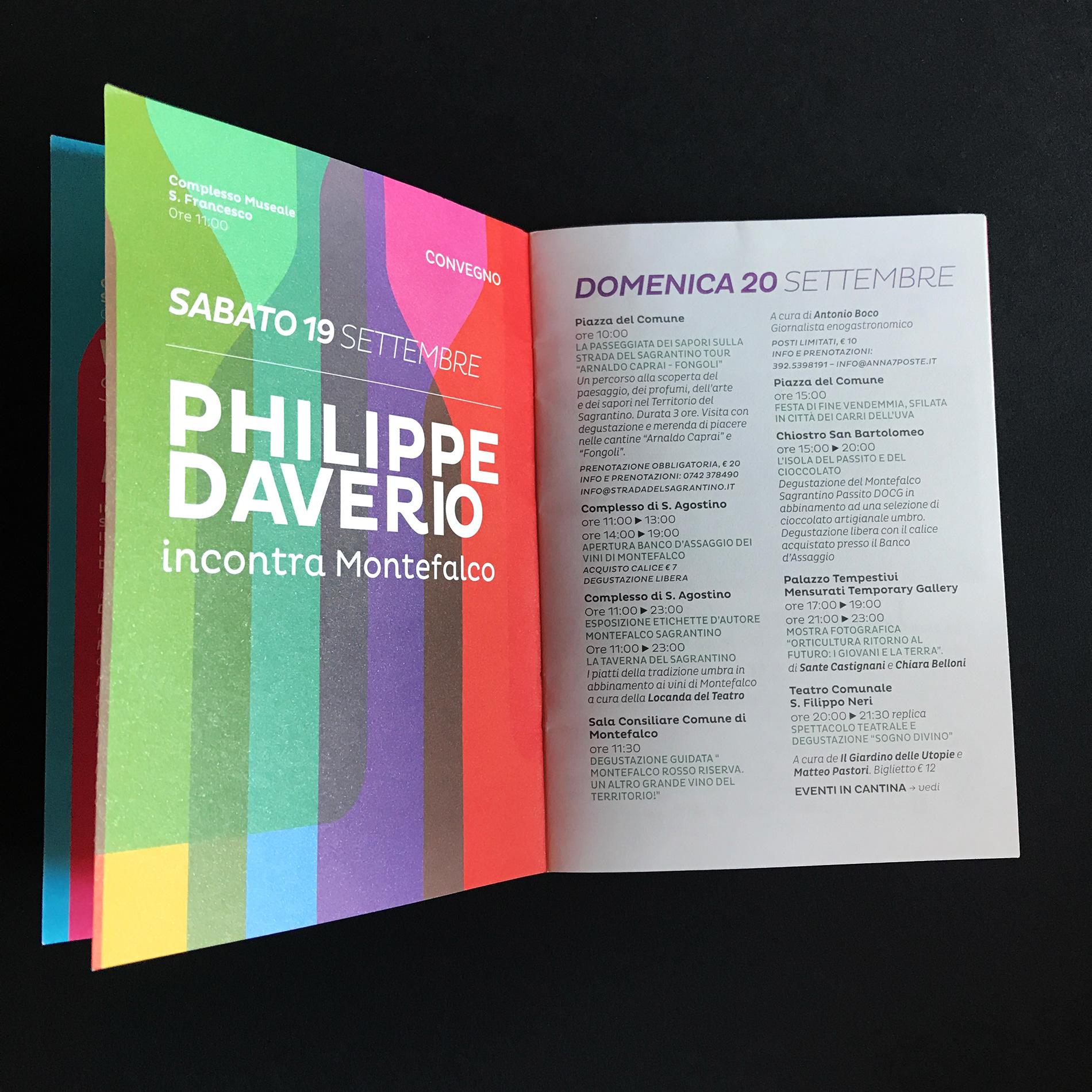 booklet, programma, cartaceo, stampa, print, enologica, wine event, sagrantino, montefalco, italian wine, branding