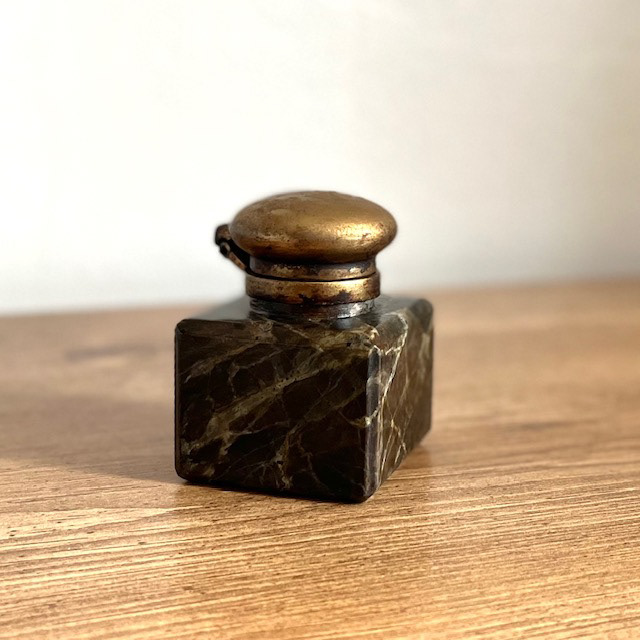 Emperador Marble Inkwell.  3D print painted with acrylics and emulsion glaze 