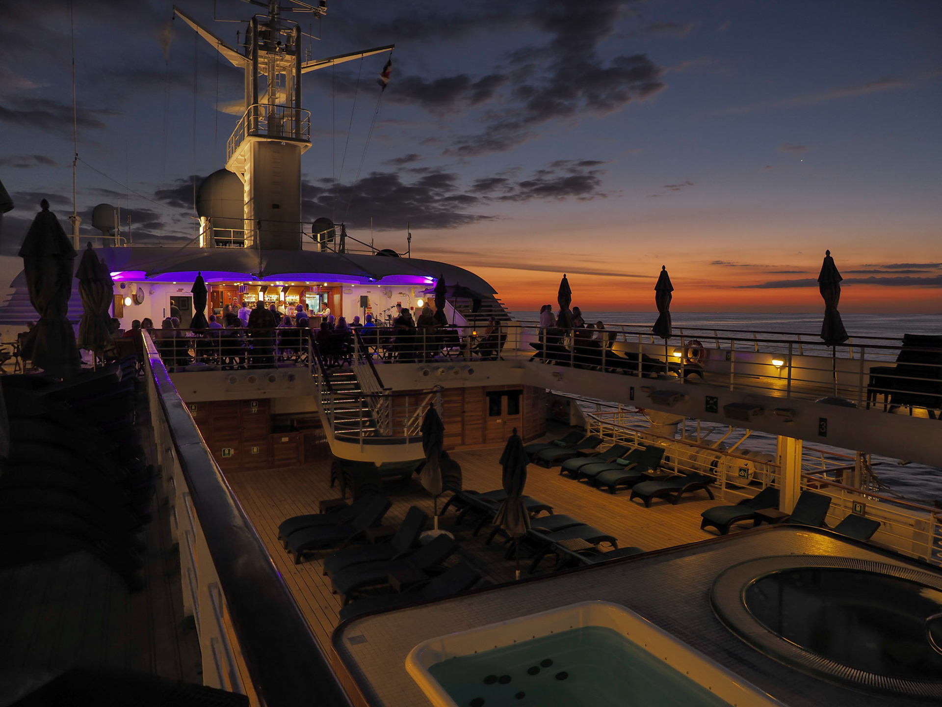 Beautiful sunset as seen from a Panama cruise ship.