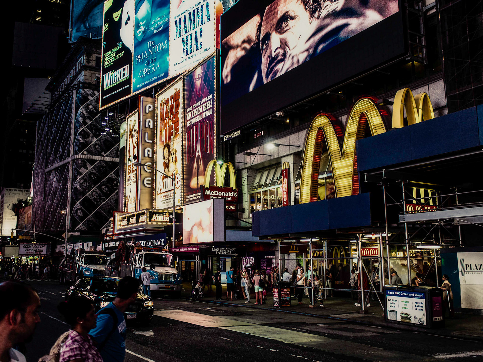Familiar Macdonald's Arches in downtown Manhatten NYC.