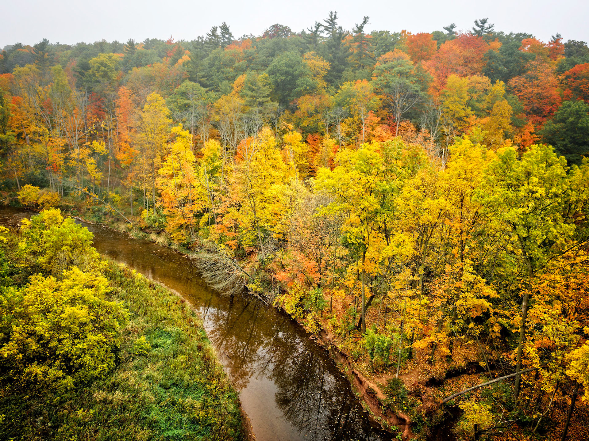 Sixteen Mile Creek during the fall in Oakville, Ontario.