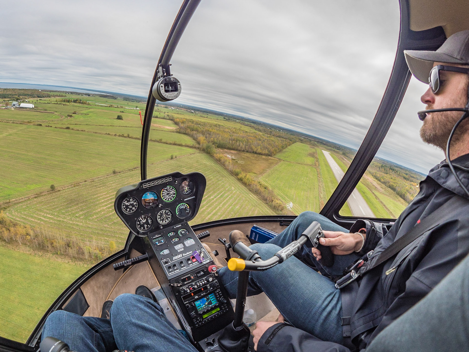 Flying over the Blue Mountains with Big Blue Air from Collingwood, Ontario.