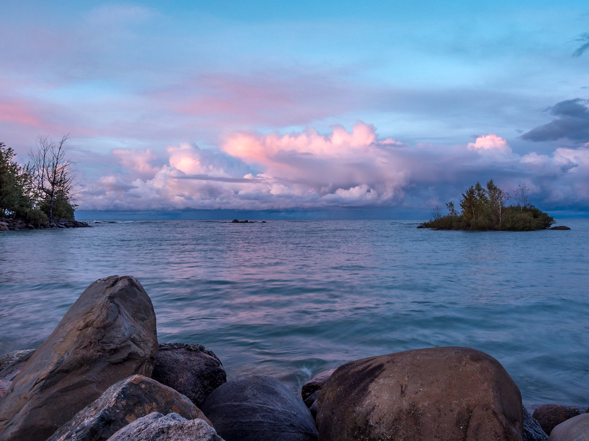 Evening clouds over Lora Bay Park in Thornbury, Ontario