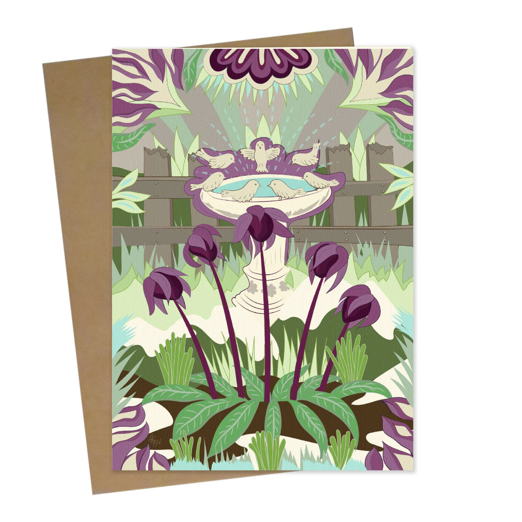 Bamboo Greeting Card with Kraft Envelope: Sprouting Spring