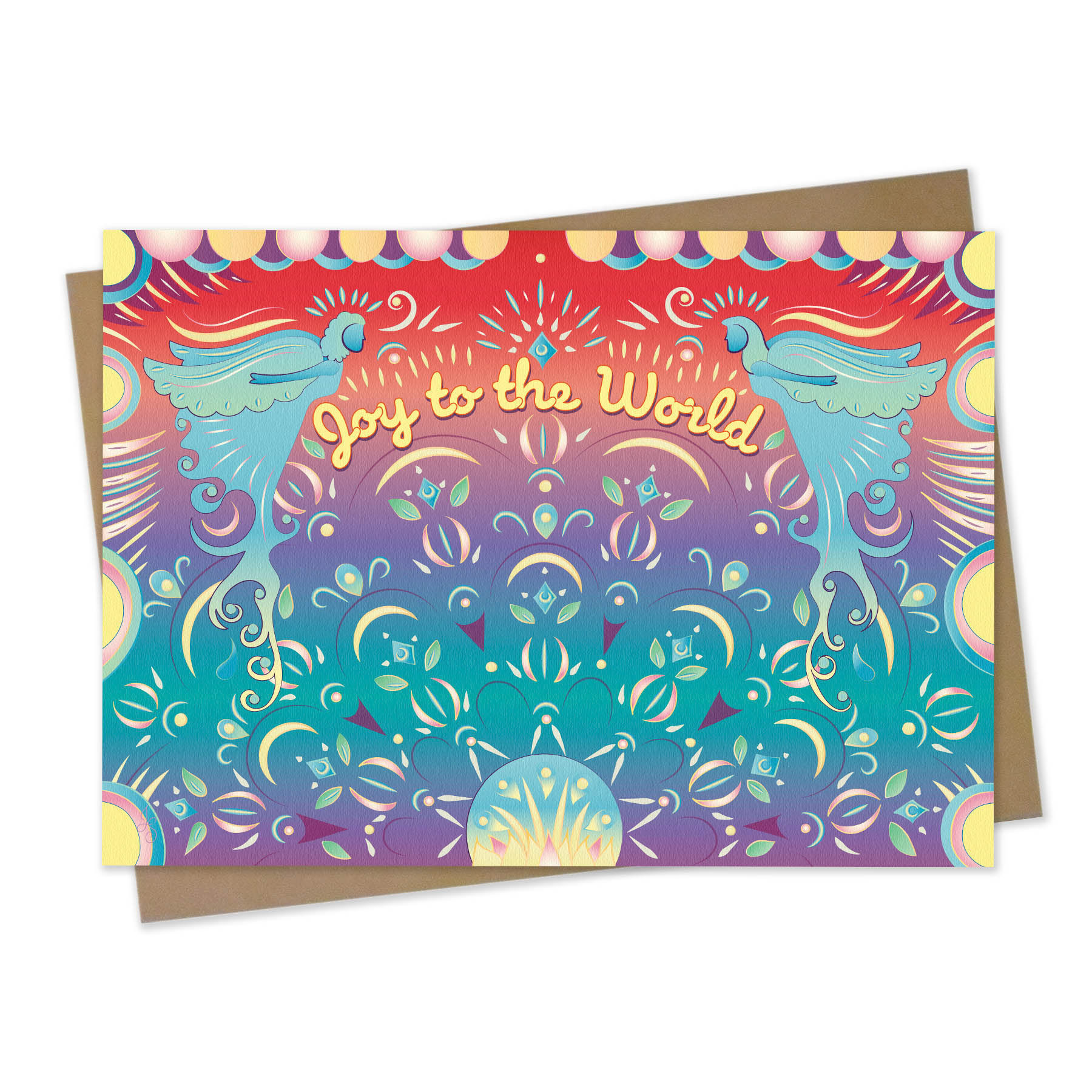 Bamboo Greeting Card with Kraft Envelope: Joy To The World