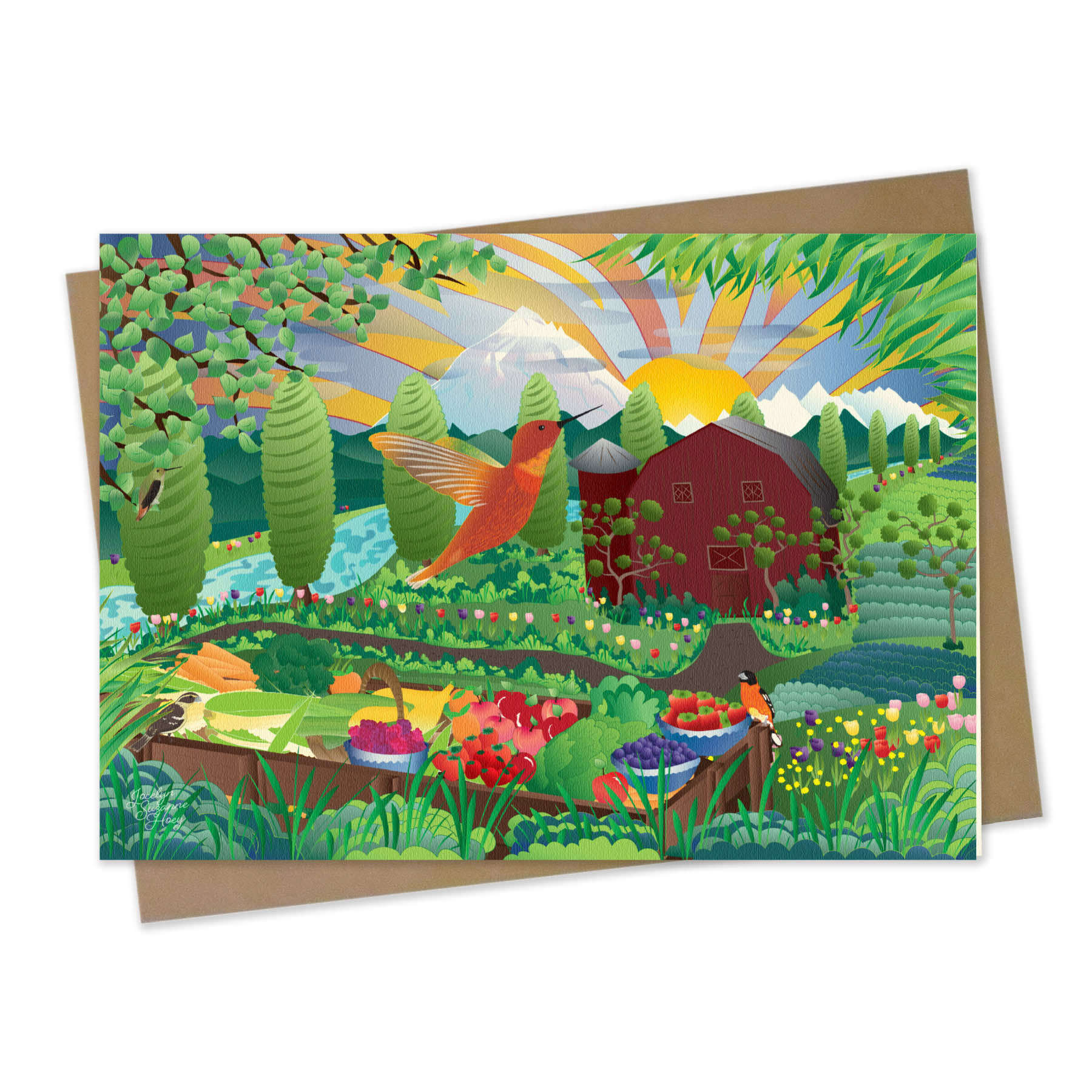 Bamboo Greeting Card with Kraft Envelope: Tulip Farm