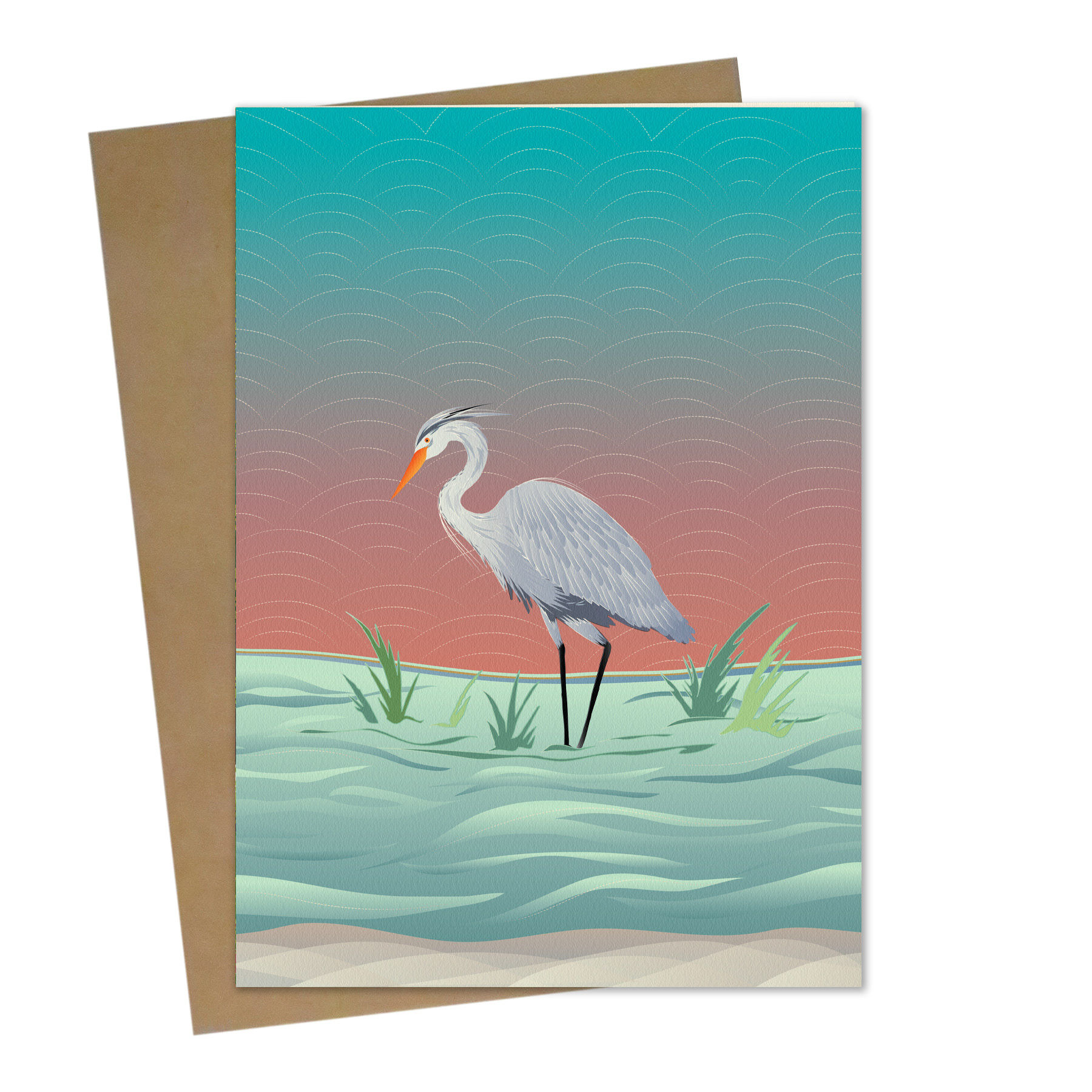 Bamboo Greeting Card: LaRita's Blue Heron