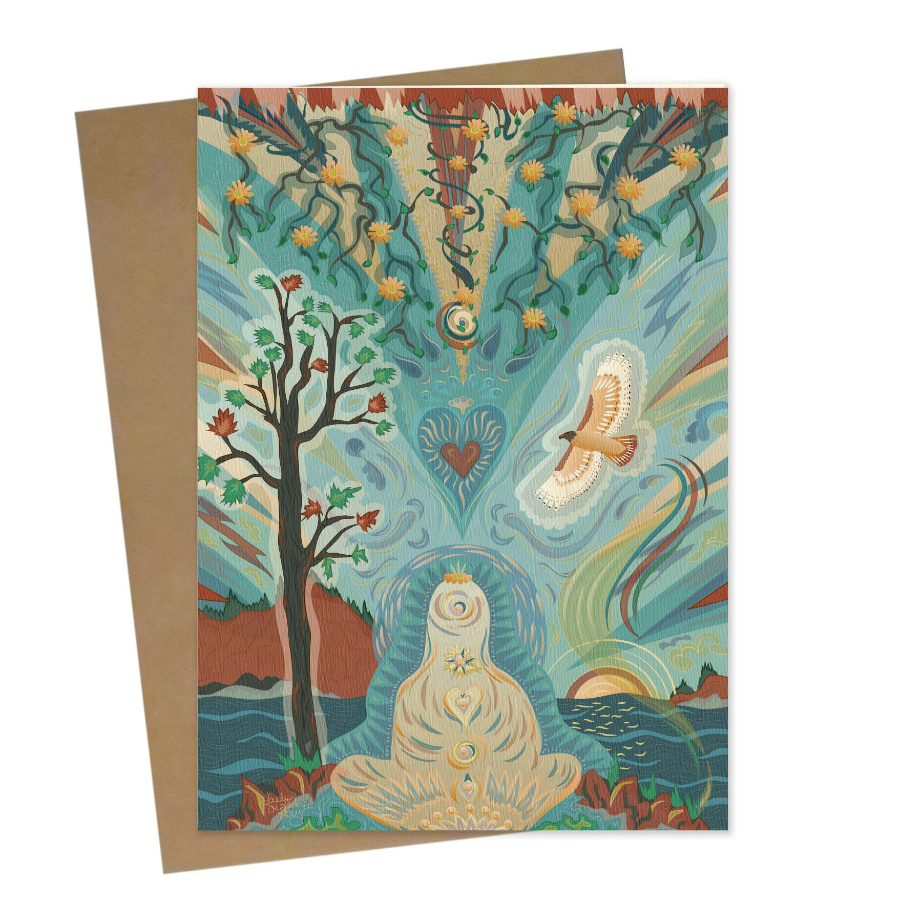 Bamboo Greeting Card with Kraft Envelope: Reflecting