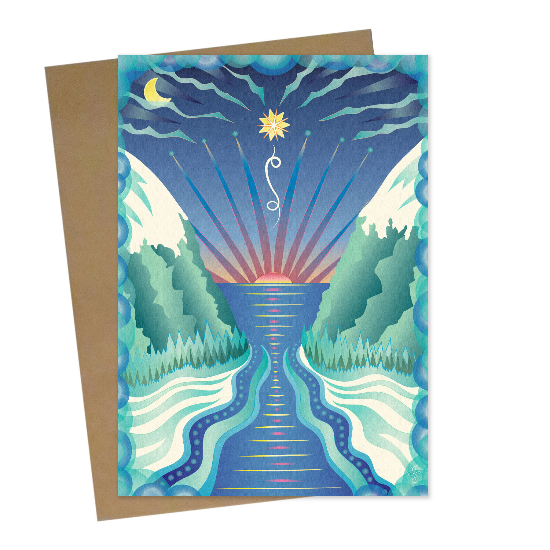 Bamboo Greeting Card with Kraft Envelope: Stillness of Winter