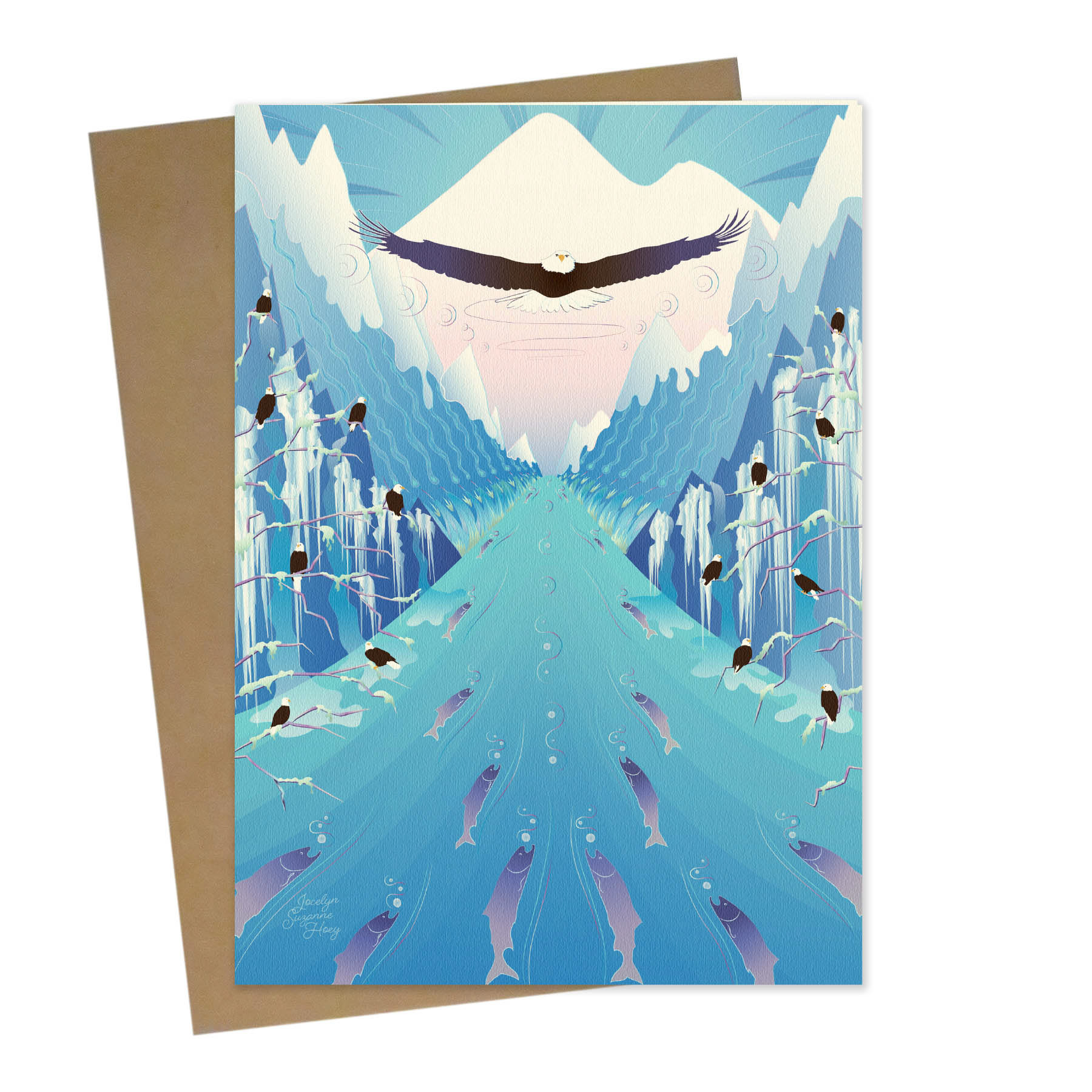 Bamboo Greeting Card with Kraft Envelope: Nooksack River Eagle