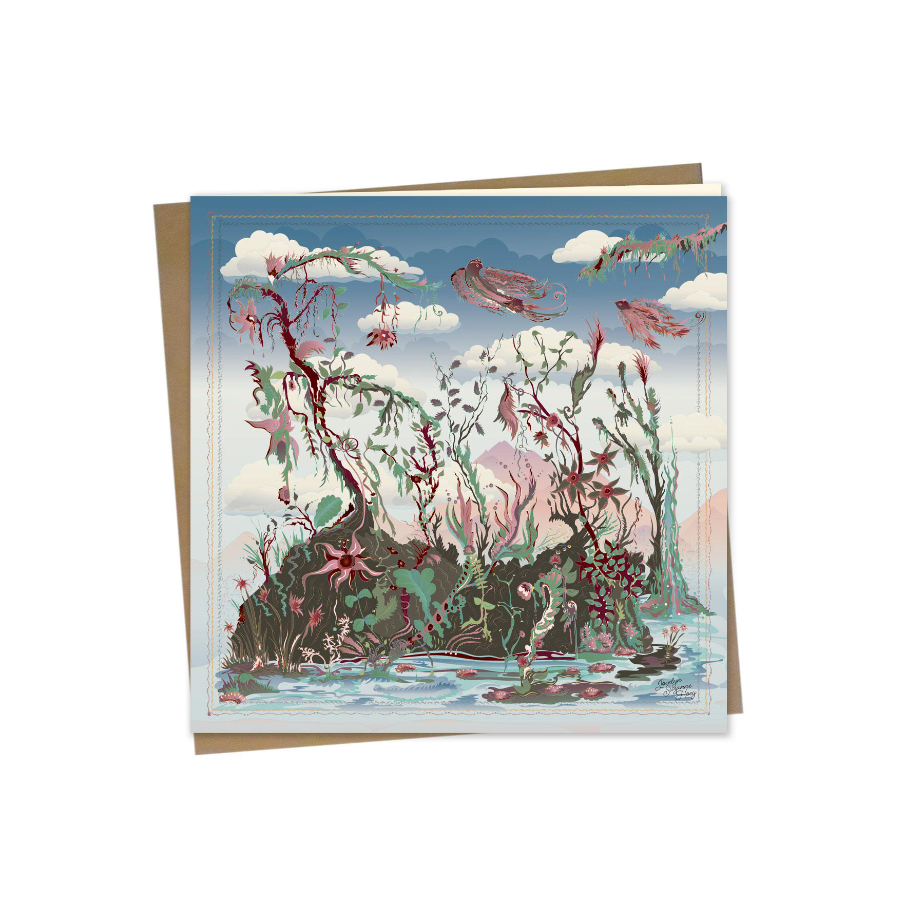 Bamboo Greeting Card with Kraft Envelope: Hummingbird Queen