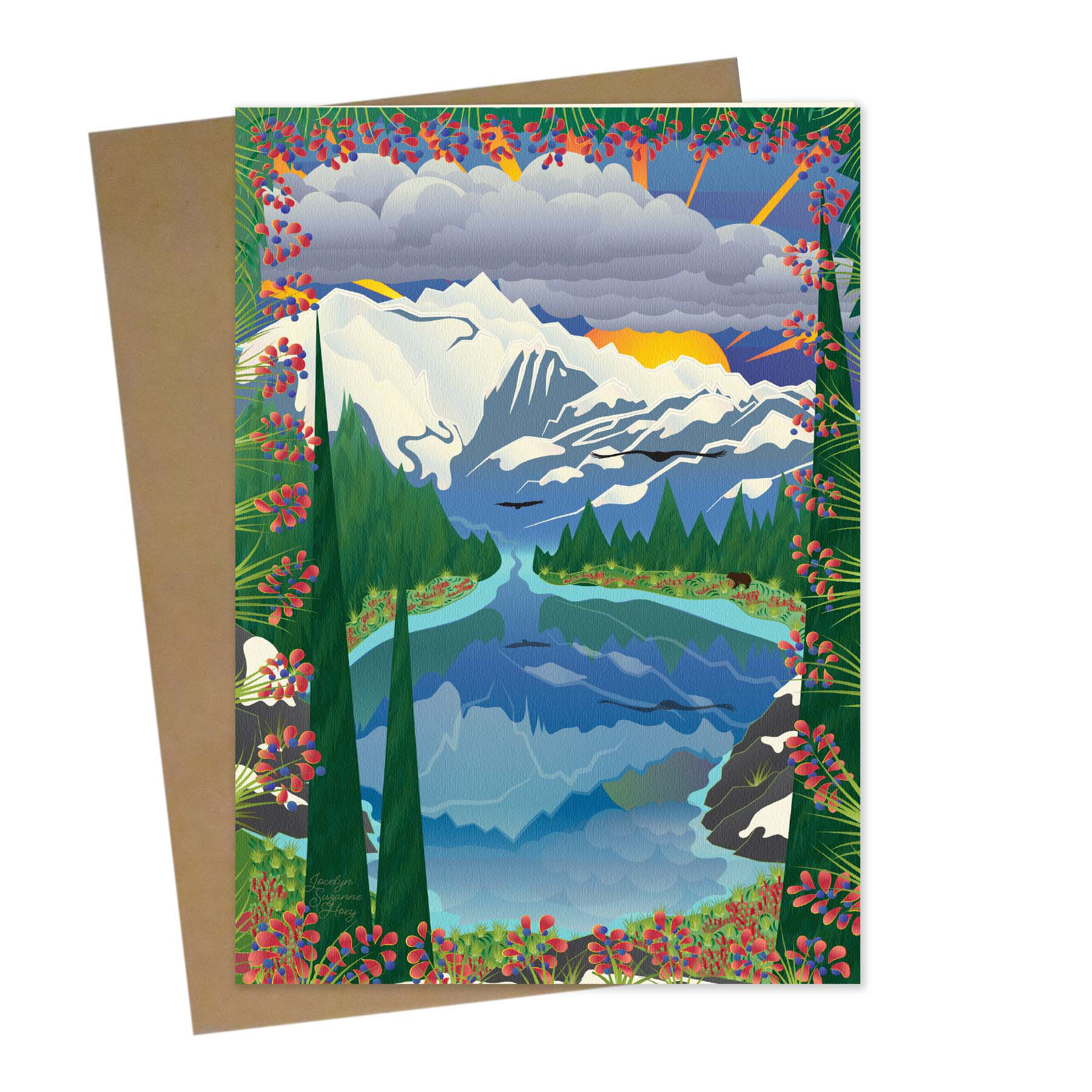 Bamboo Greeting Card with Kraft Envelope: Heather Meadows