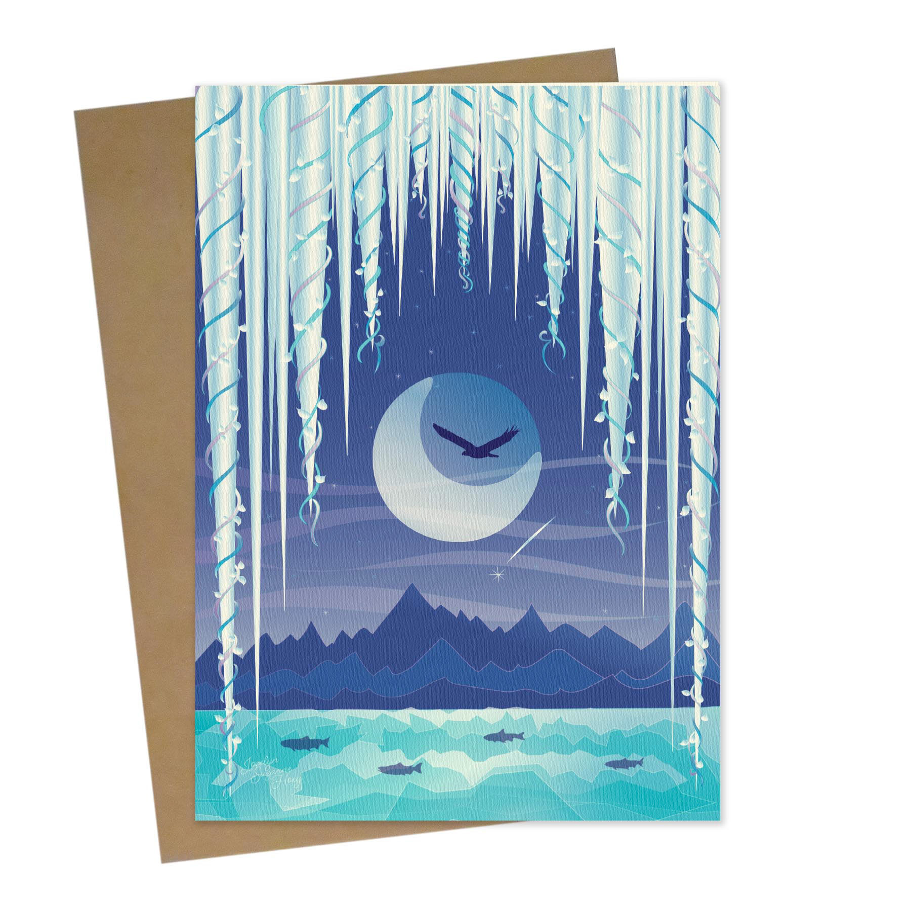 Bamboo Greeting Card: Icicle Moon