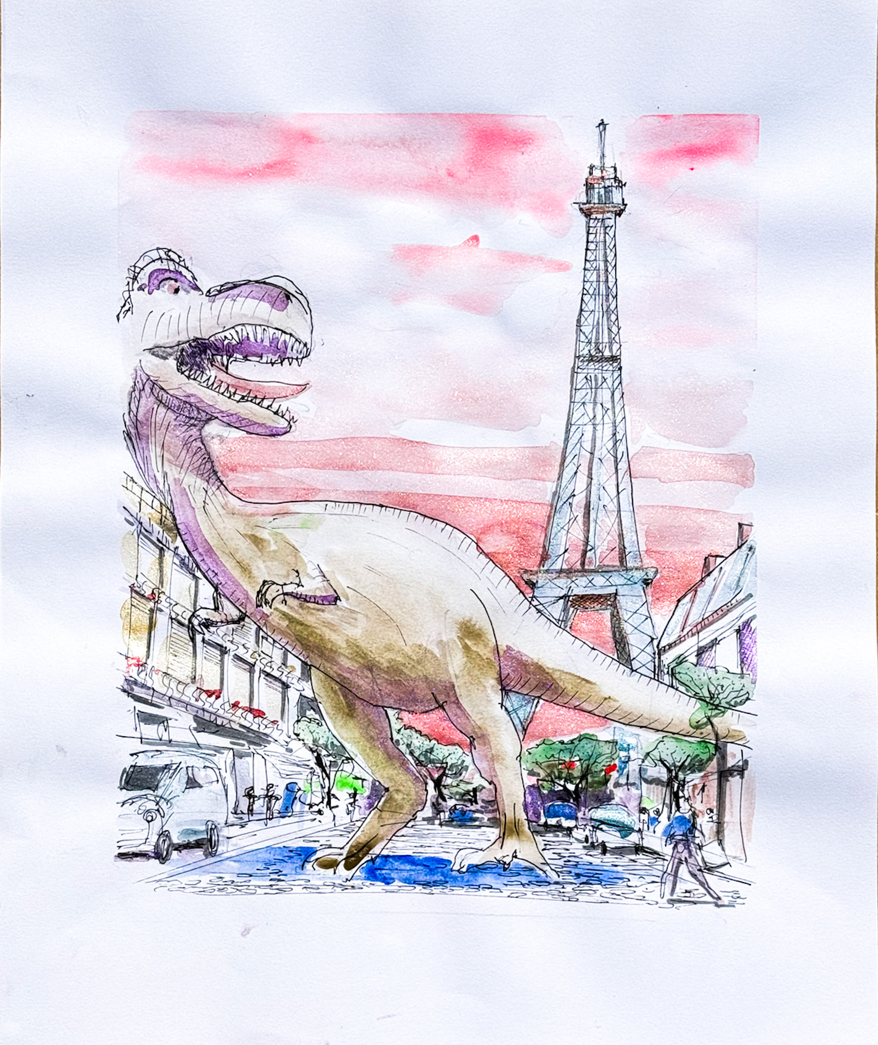 This was an experiment with generative artificial intelligence where I asked ChatGPT to generate a reference image that I used as the basis for this painting.