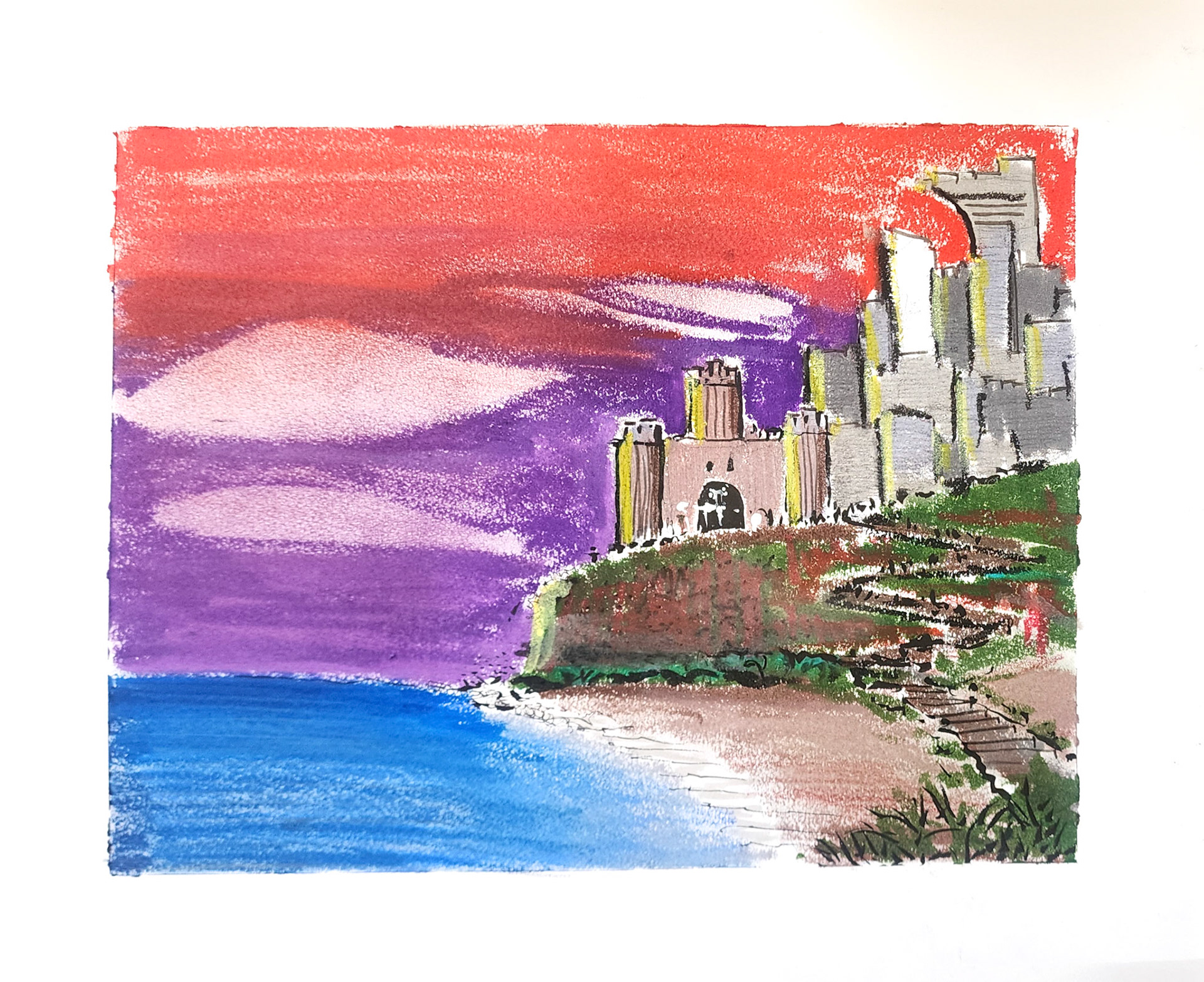 Gel Sticks, Ink, Pencil on 17"x14" paper