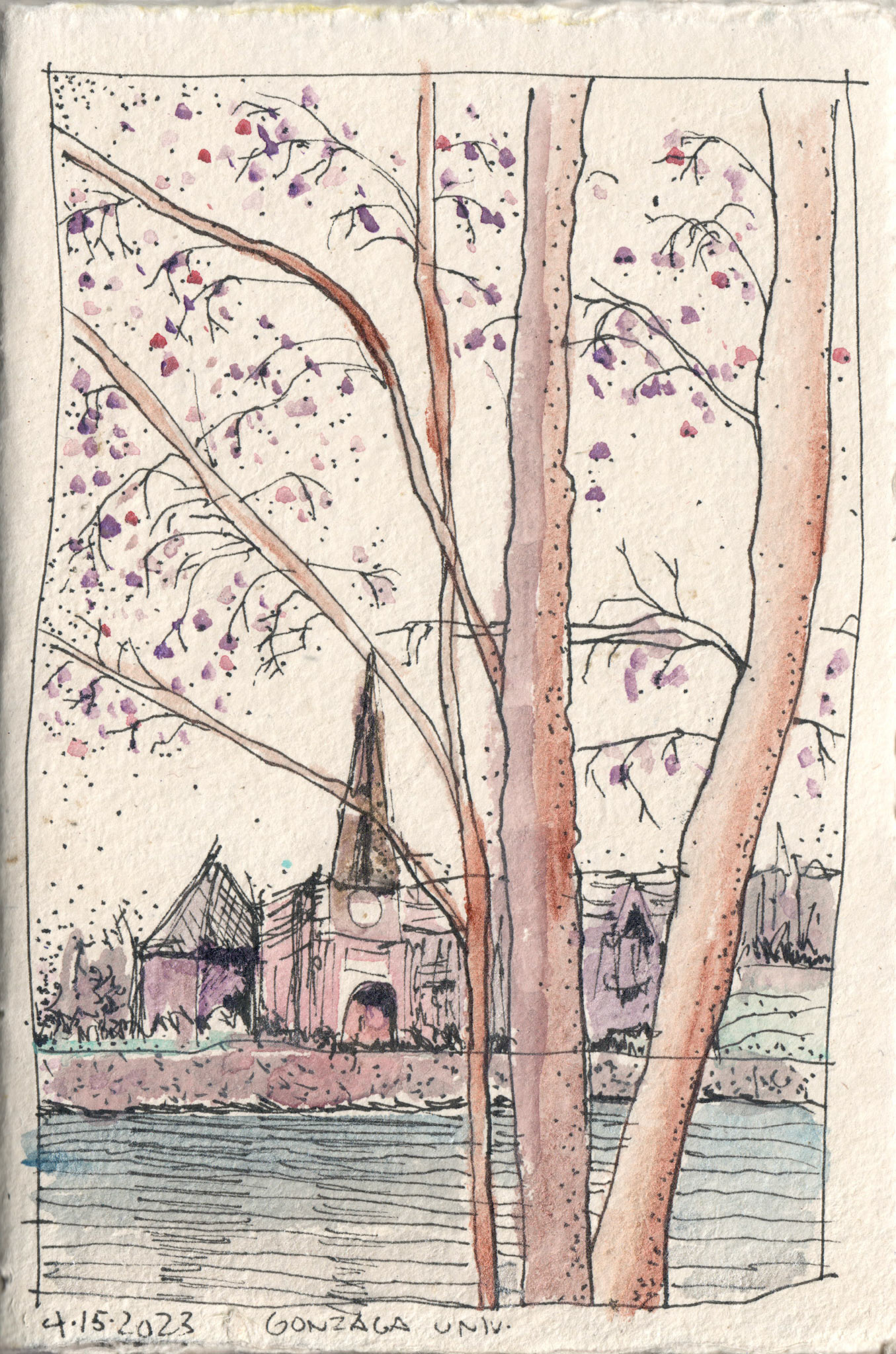 5"x7.5" ink and watercolor on watercolor paper in journal