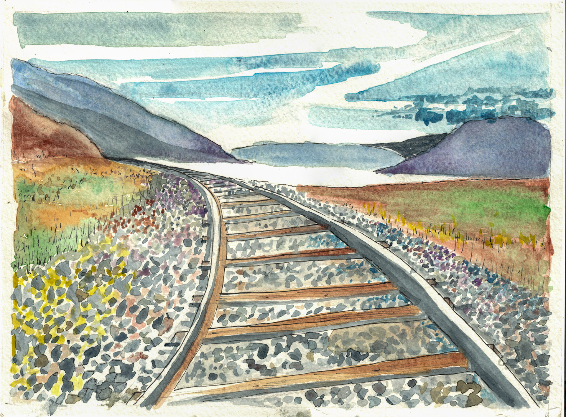 12"x9" iridescent watercolor on watercolor paper