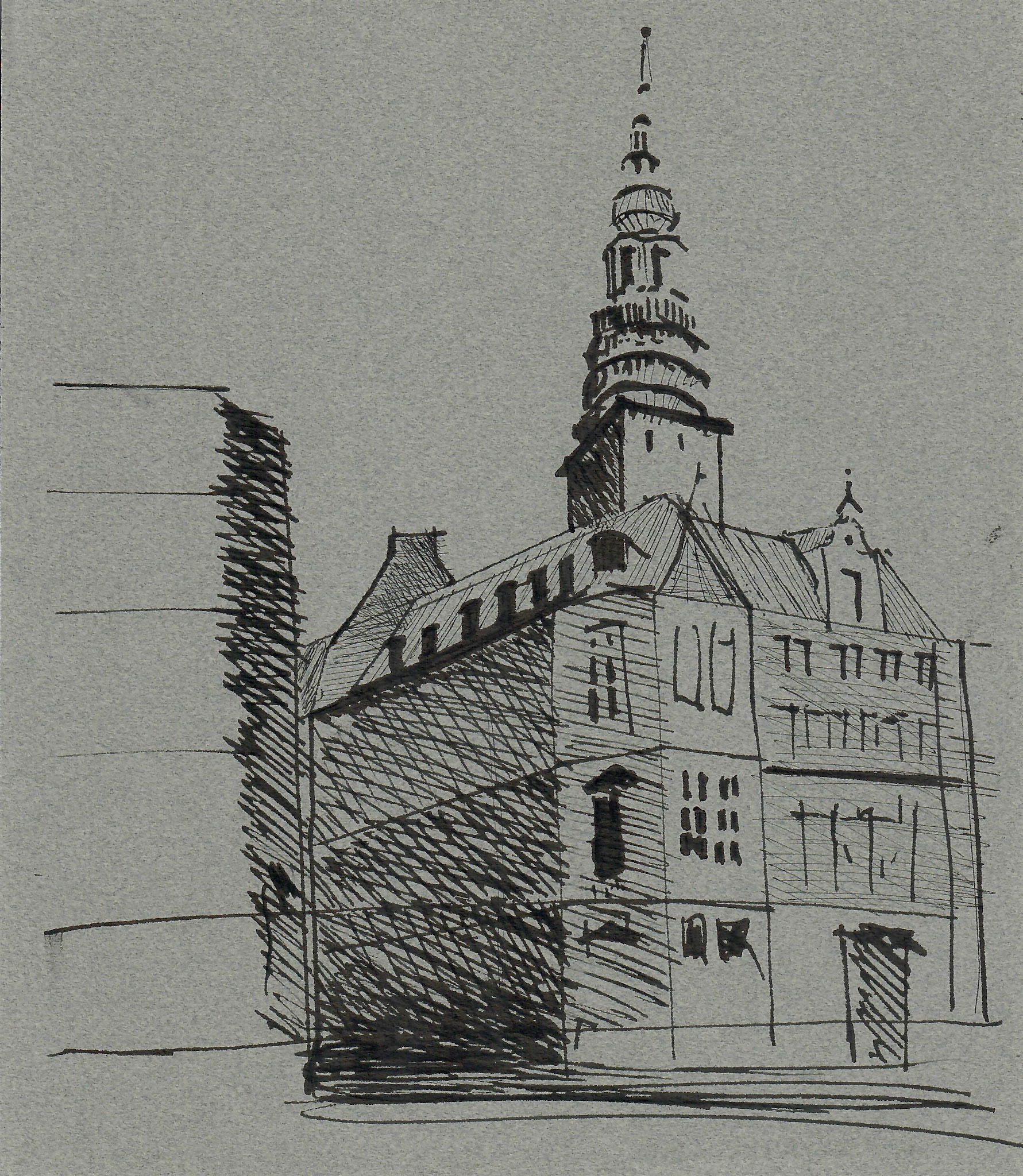 8.5"x9.75" Ink on toned paper