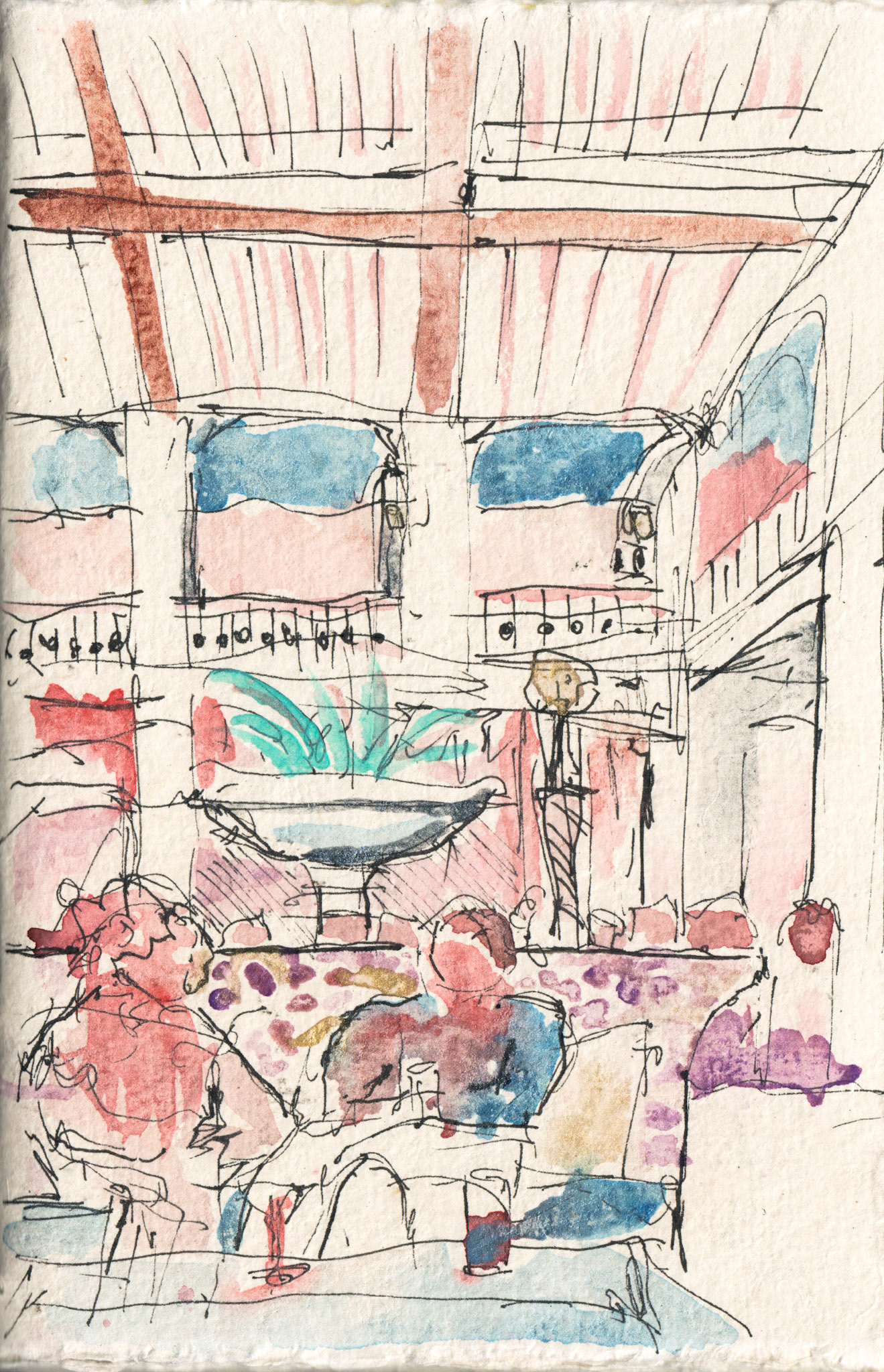 5"x7.5" ink and watercolor on watercolor paper in journal