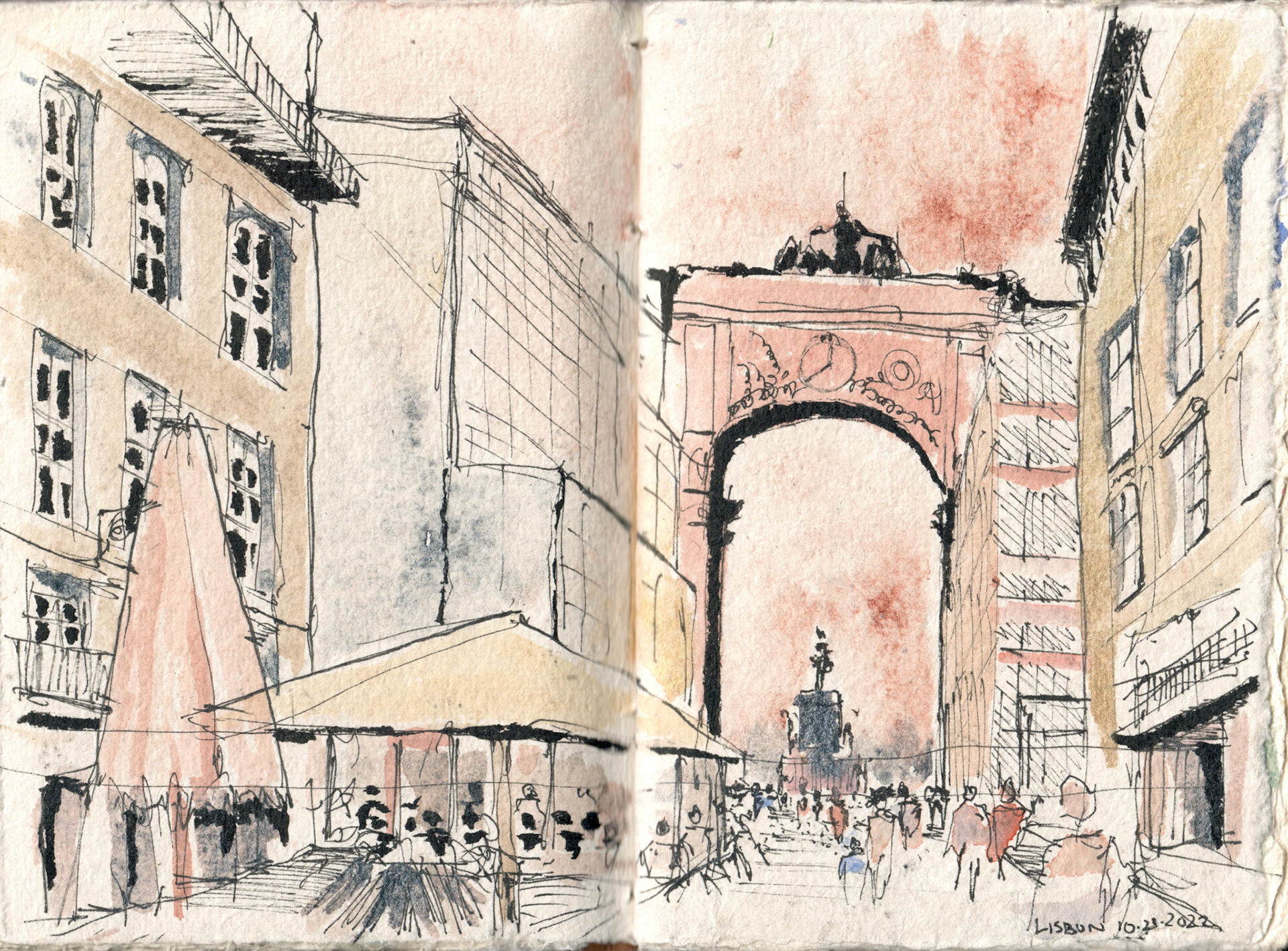 Line and Wash on watercolor paper