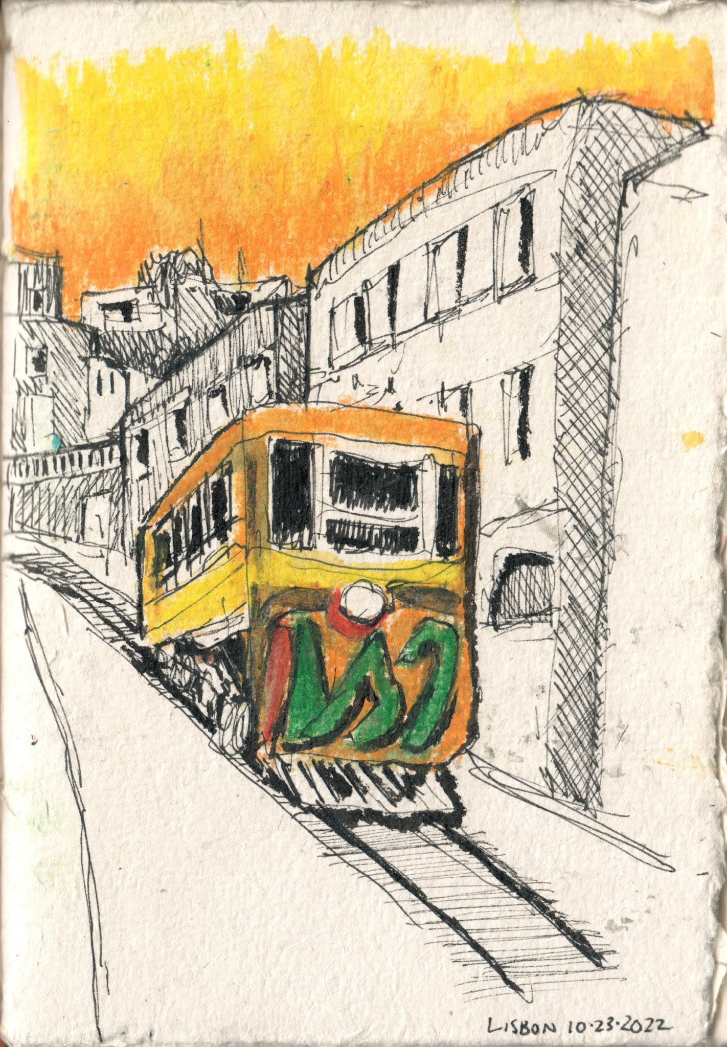 Line and Wash with Caran D'Ache Neocolor II pastels and ink