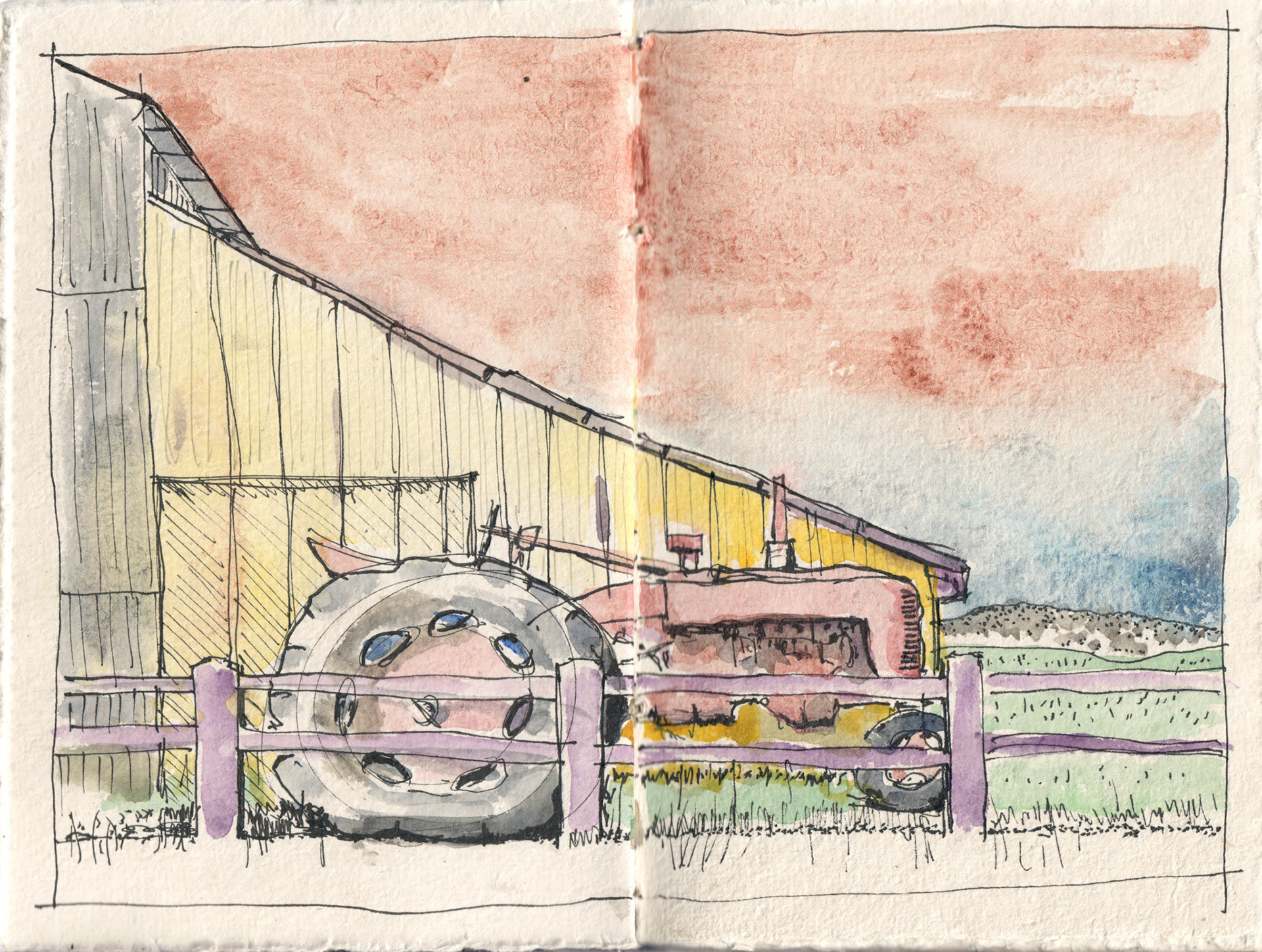 10"x7.5" watercolor and ink on watercolor paper in journal