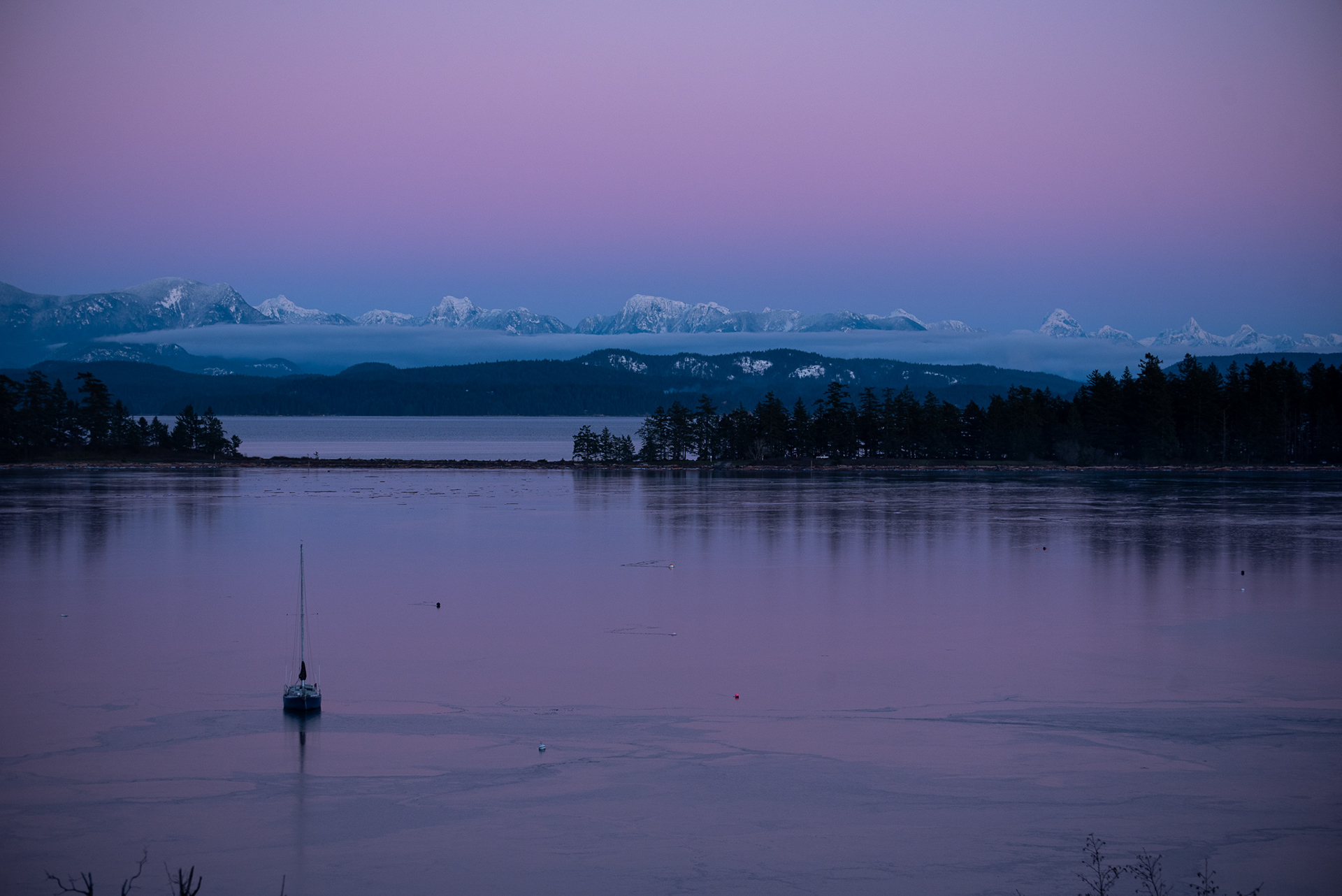 Twilight in Drew Harbour, Quadra Island BC