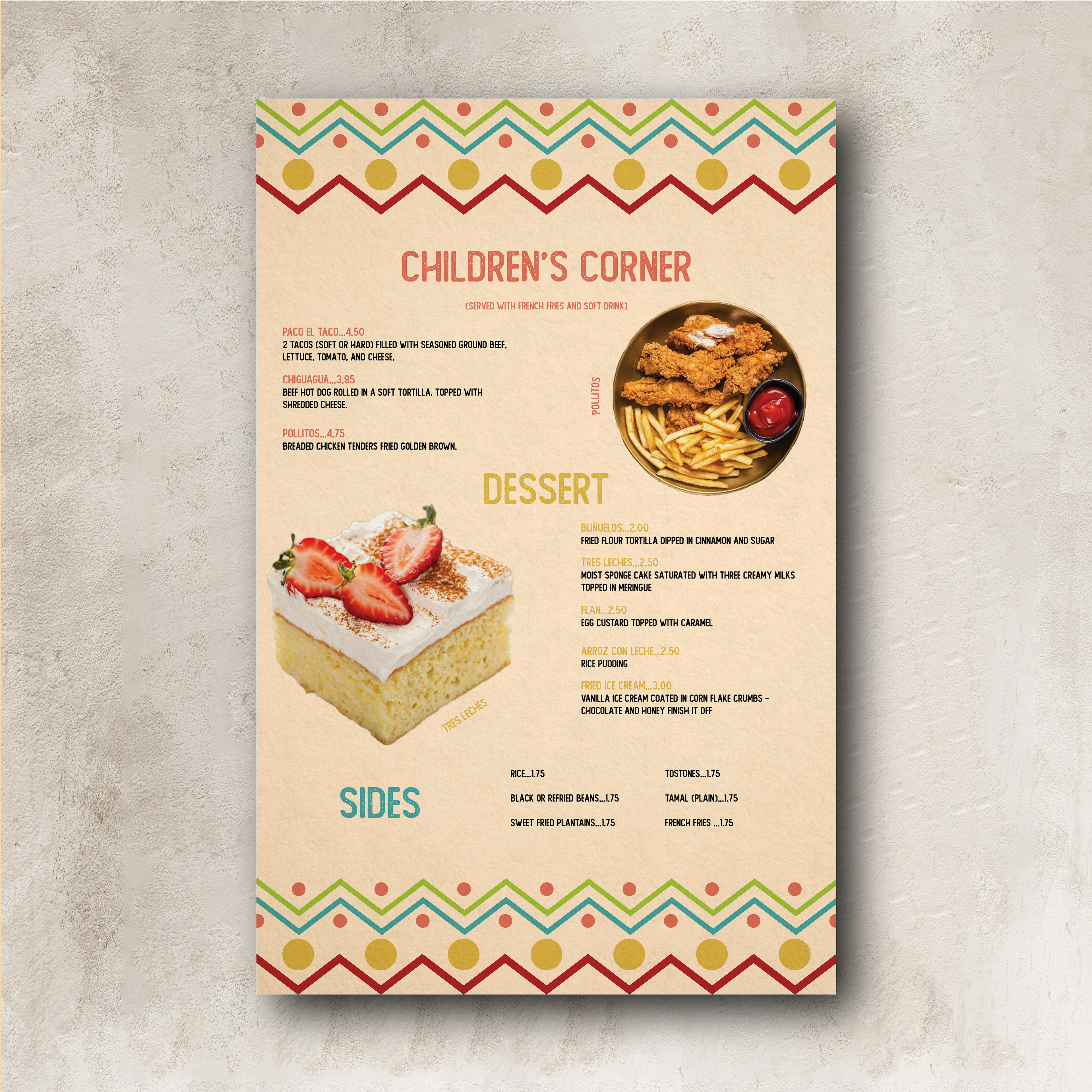 Back of Menu
