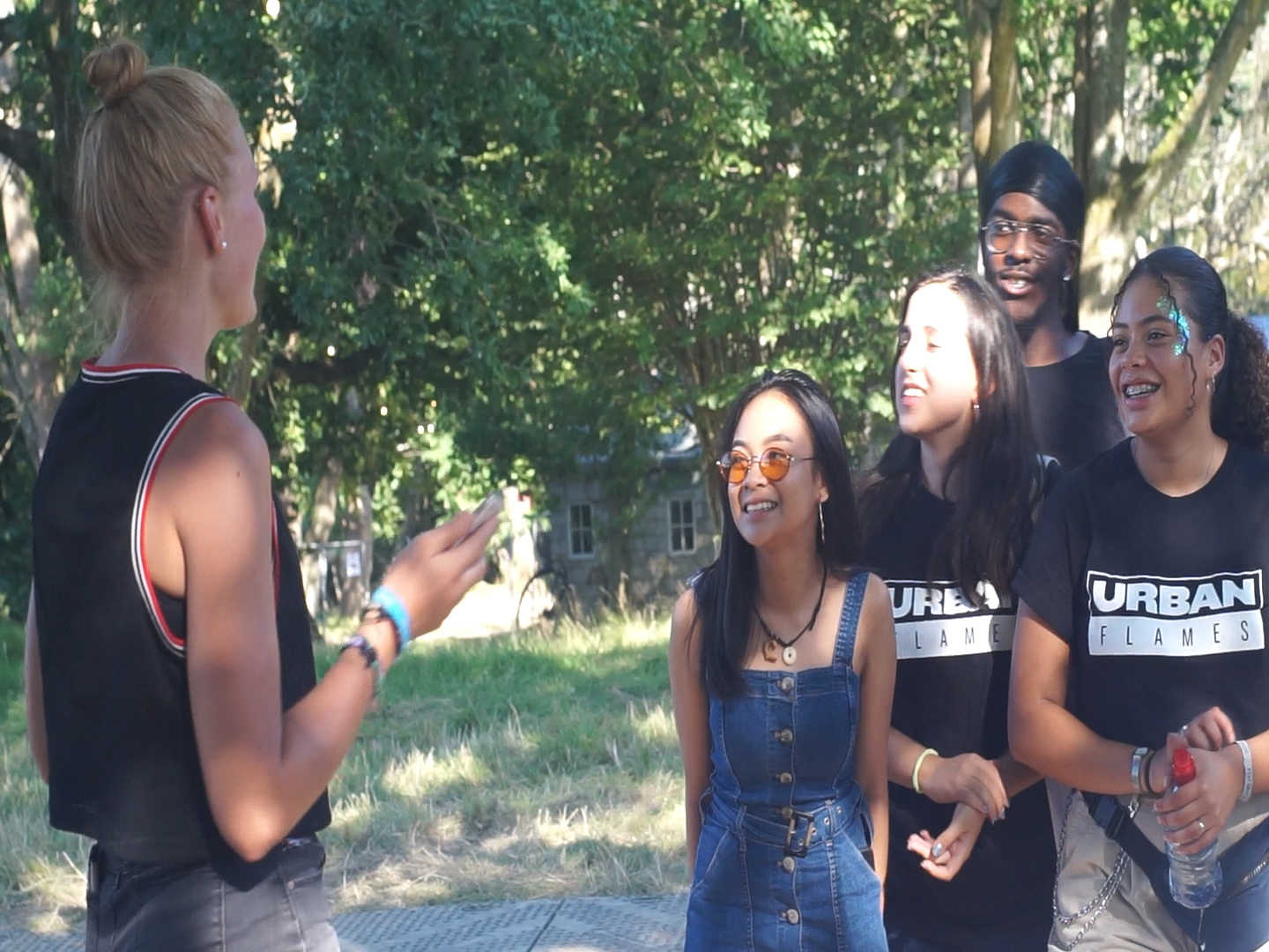 Interviewing the Urban Flames backstage