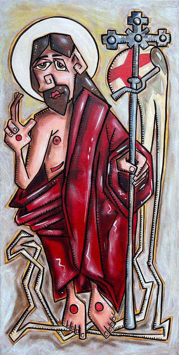 Kreuzigung & Auferstehung (Auferstehung- Christus in Bewegung) - Diptychon rechte Tafel - 30 x 60 cm - Acryl auf Leinwand