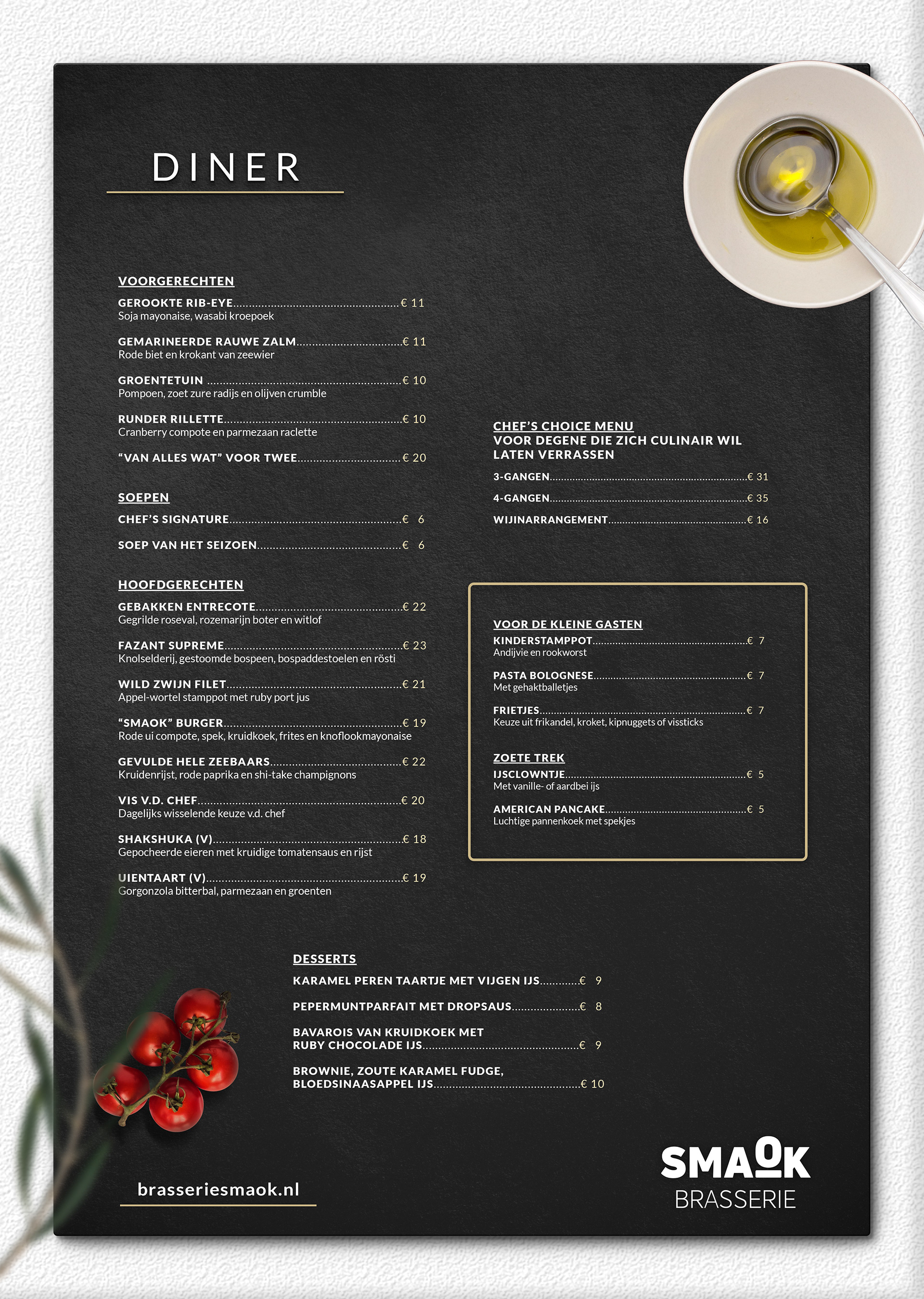 Diseño de Menu para Restaurant de Hotel Koekoekshof en Holanda