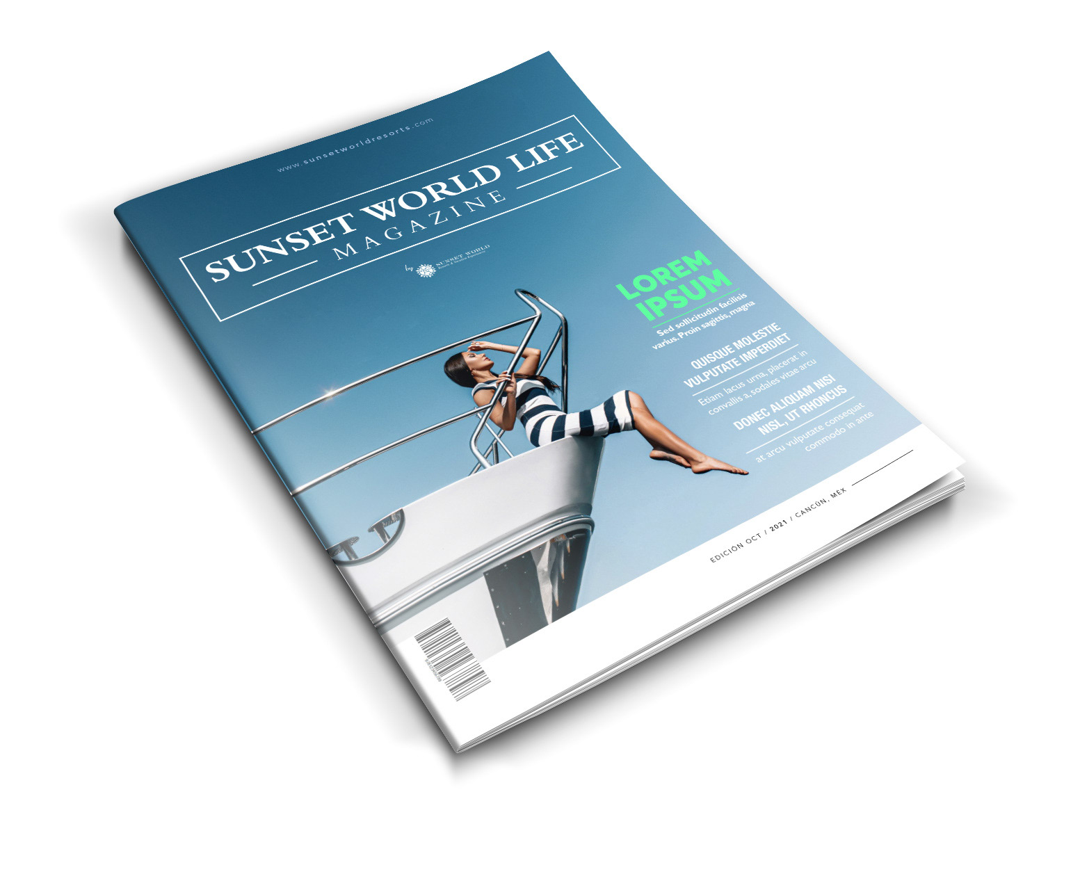 Diseño de Revista para Sunset Resorts