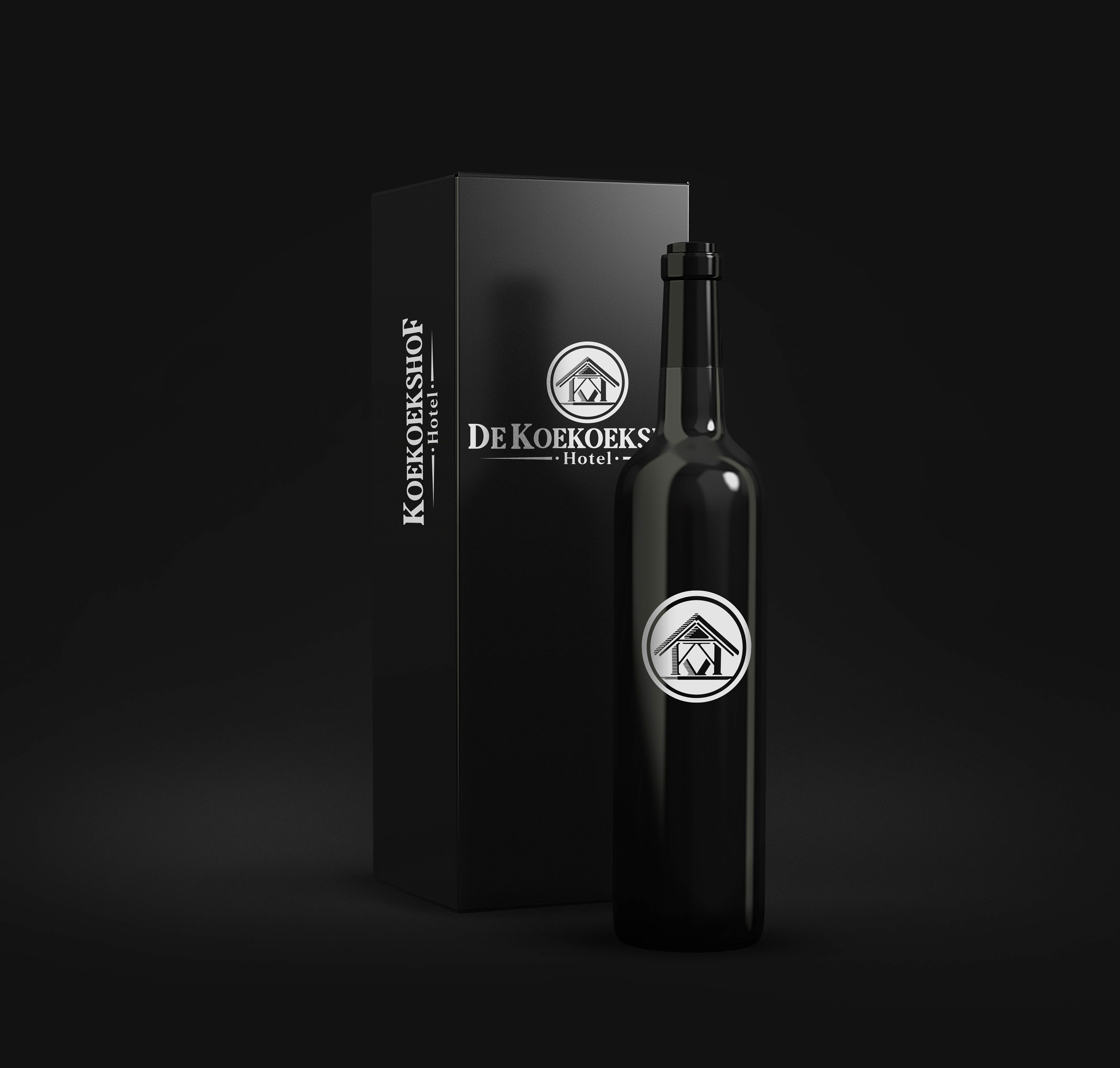Diseño de empaque y botella de vino de la casa