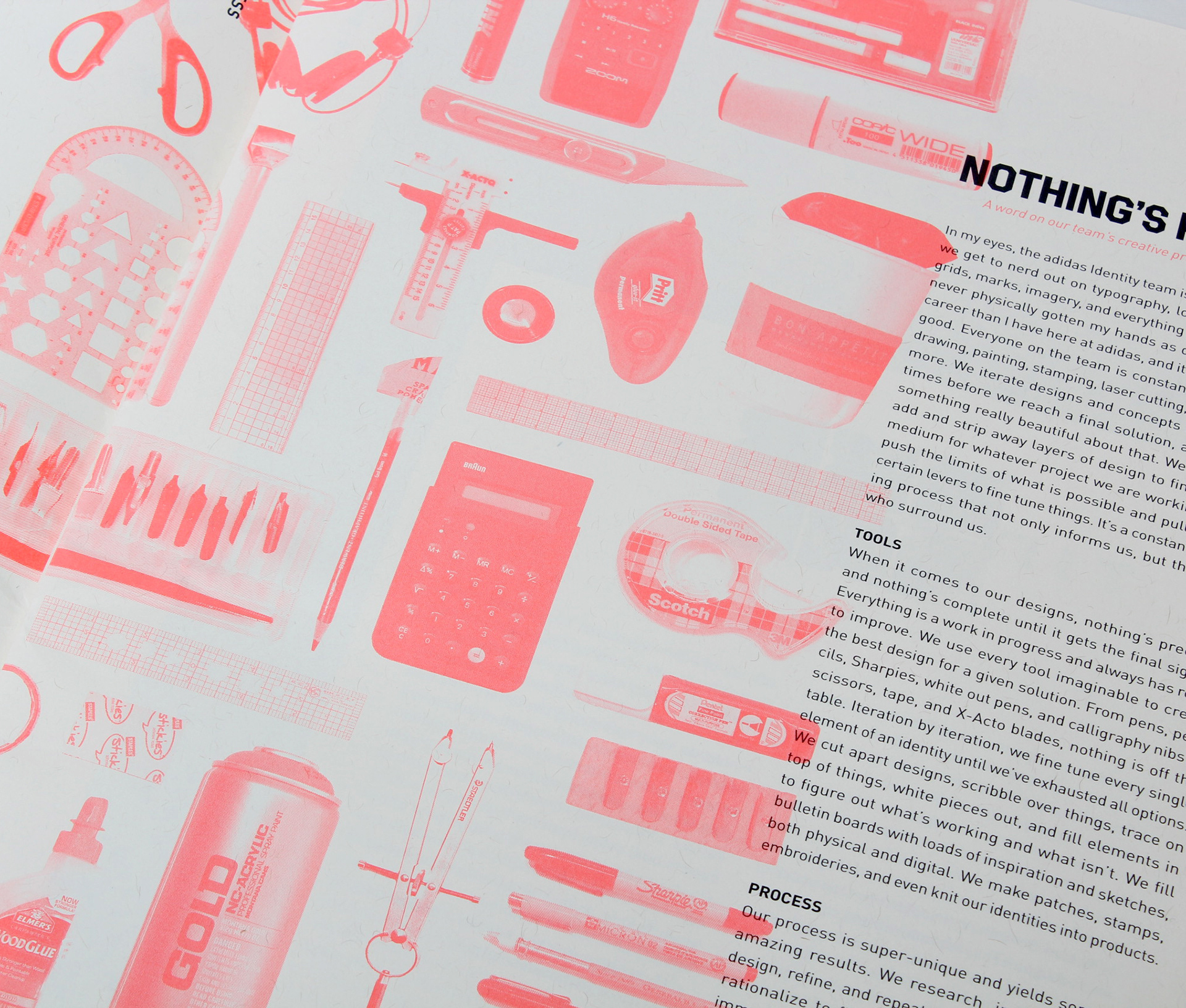 Close up photo showing pink graphic overlay.