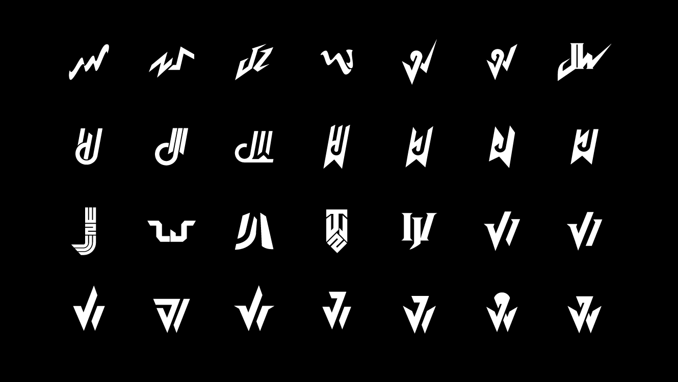 Image of early logo iterations.