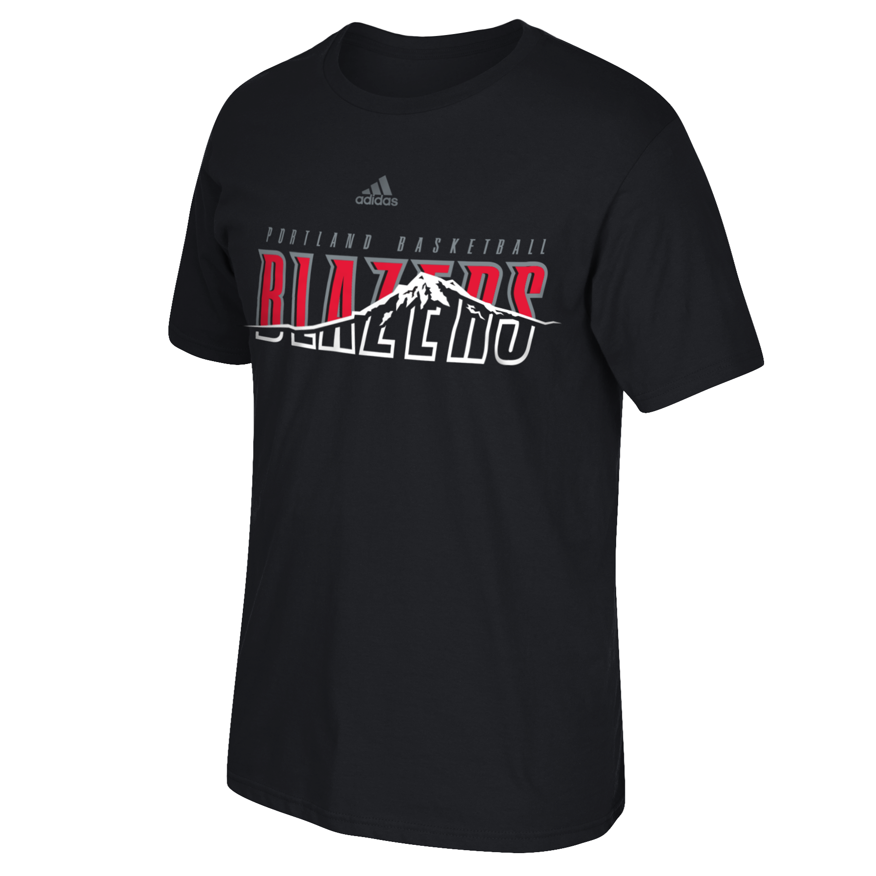 NBA Portland Trail Blazers graphic shown in-situ on a black t-shirt.