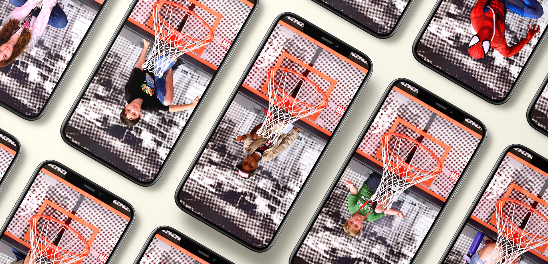 Several phones showing the captured photo-op moment on the screen.
