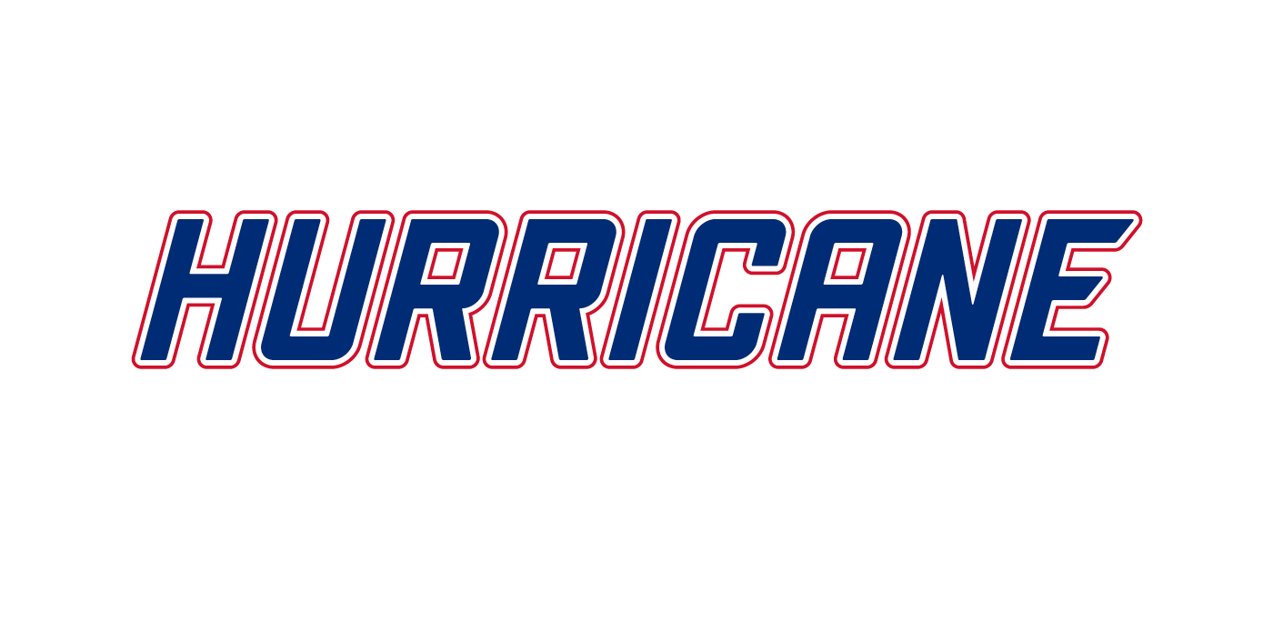 Images of 1) Hurricane uppercase sans-serif wordmark, and 2) full alphabet custom sans-serif Tulsa athletics font.