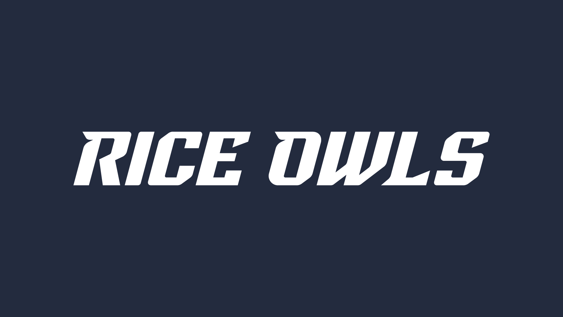 Updated "Rice Owls" full wordmark white on navy background.