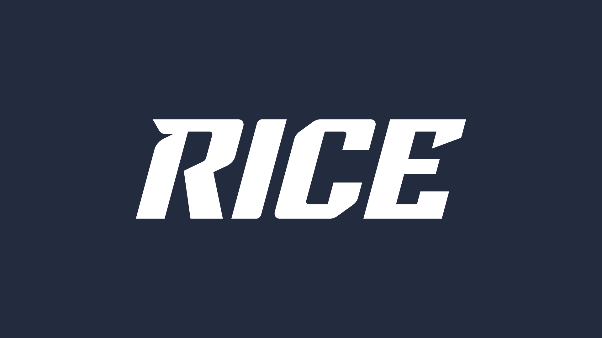 Updated "Rice" wordmark white on navy background.