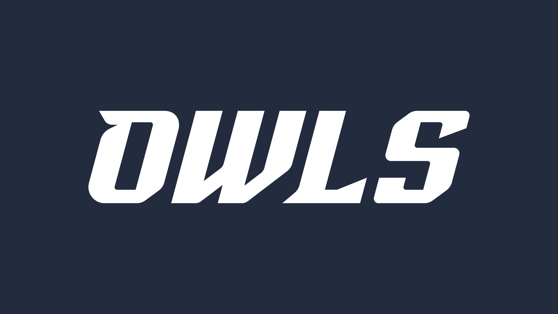 Updated "Owls" wordmark white on navy background.