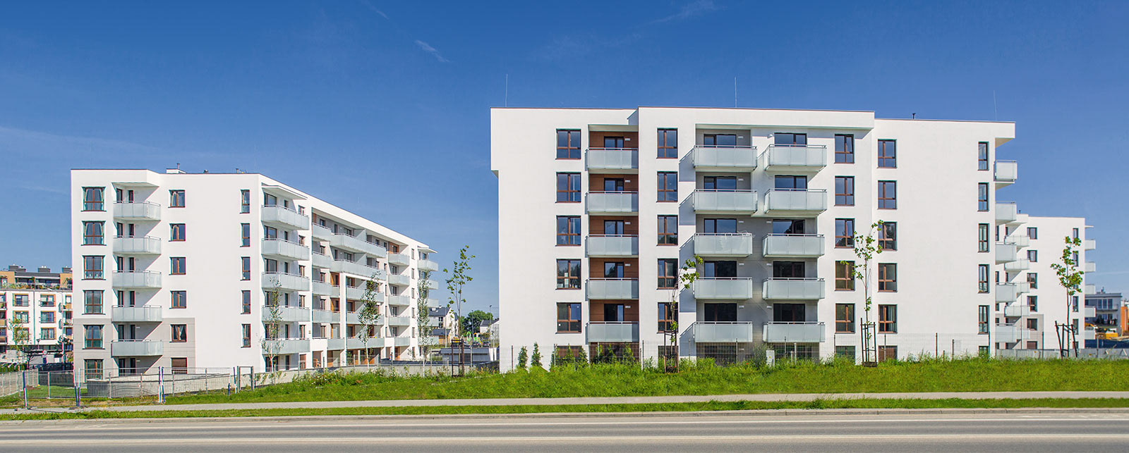 Kompleksowe sesje zdjęciowe trzech osiedli mieszkaniowych Alfa Park w Gdańsku wykonane dla dewelopera.