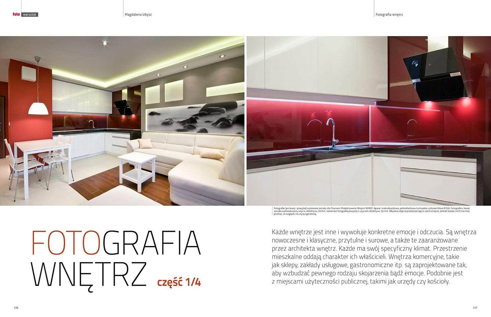 Seria artykułów dotyczących fotografowania wnętrz, które ukazały się w Magazynie Fotograficznym FOTO.