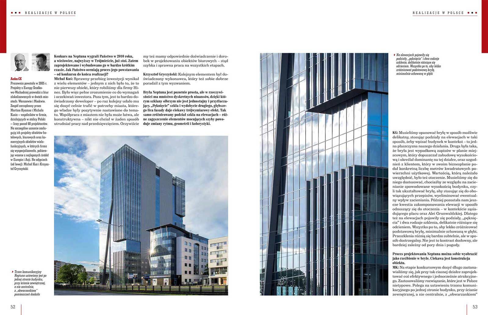 Publikacja zdjęć architektury dotycząca budynku Centrum Biurowe Neptun w Gdańsku w magazynie Świat Architektury.