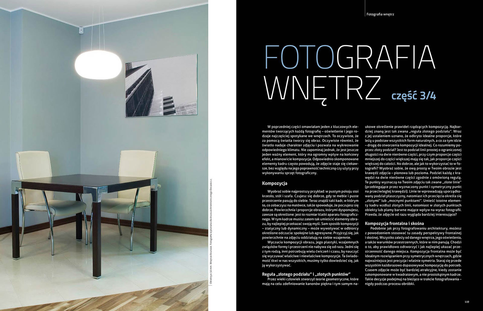 Seria artykułów dotyczących fotografowania wnętrz, które ukazały się w Magazynie Fotograficznym FOTO.