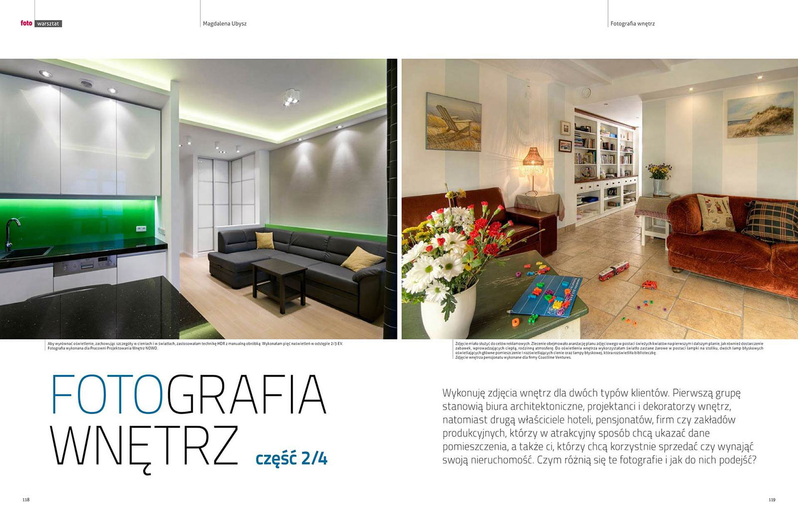 Seria artykułów dotyczących fotografowania wnętrz, które ukazały się w Magazynie Fotograficznym FOTO.