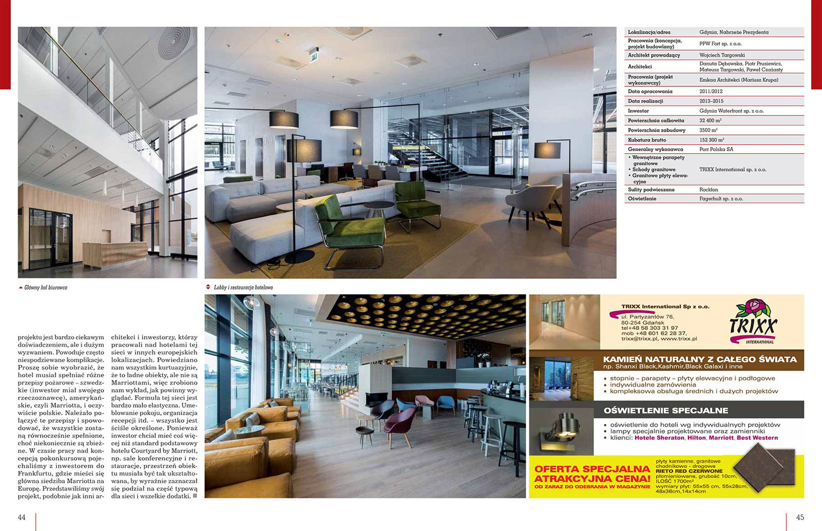 Publikacja zdjęć architektury dotycząca Waterfront w Gdyni w magazynie Świat Architektury.