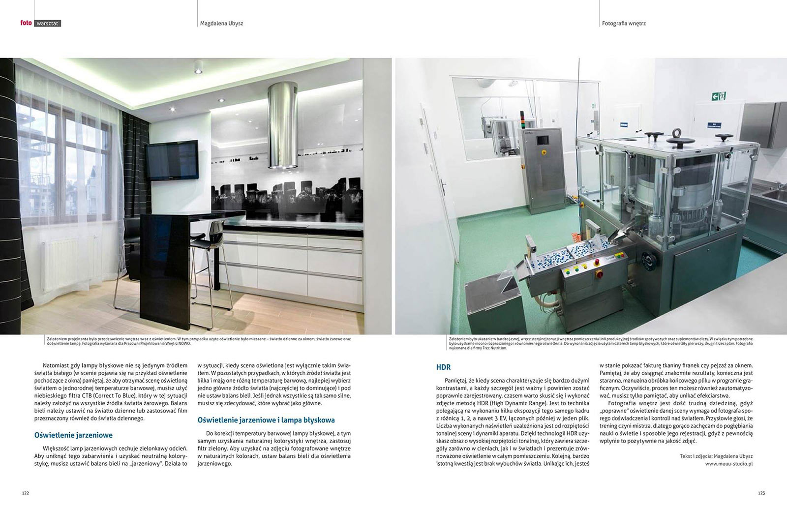 Seria artykułów dotyczących fotografowania wnętrz, które ukazały się w Magazynie Fotograficznym FOTO.